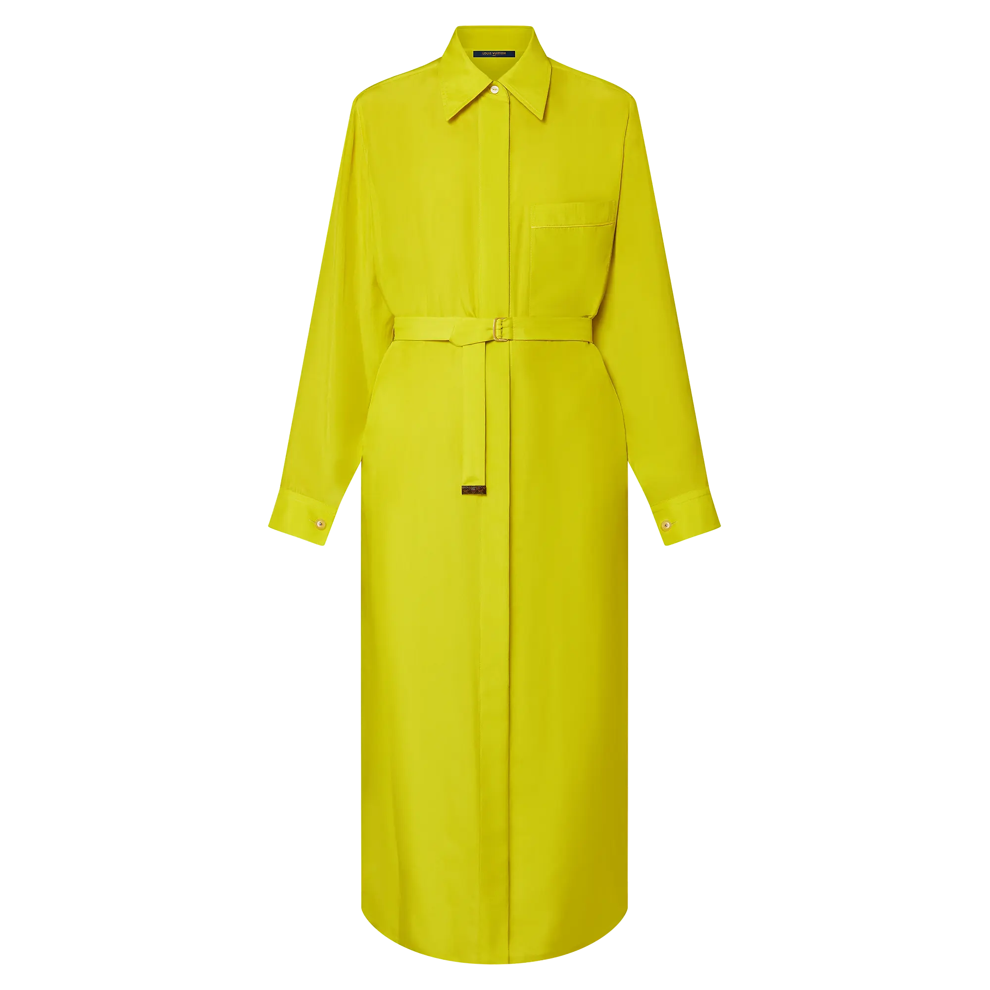 Chartreuse Silk Shirt Dress