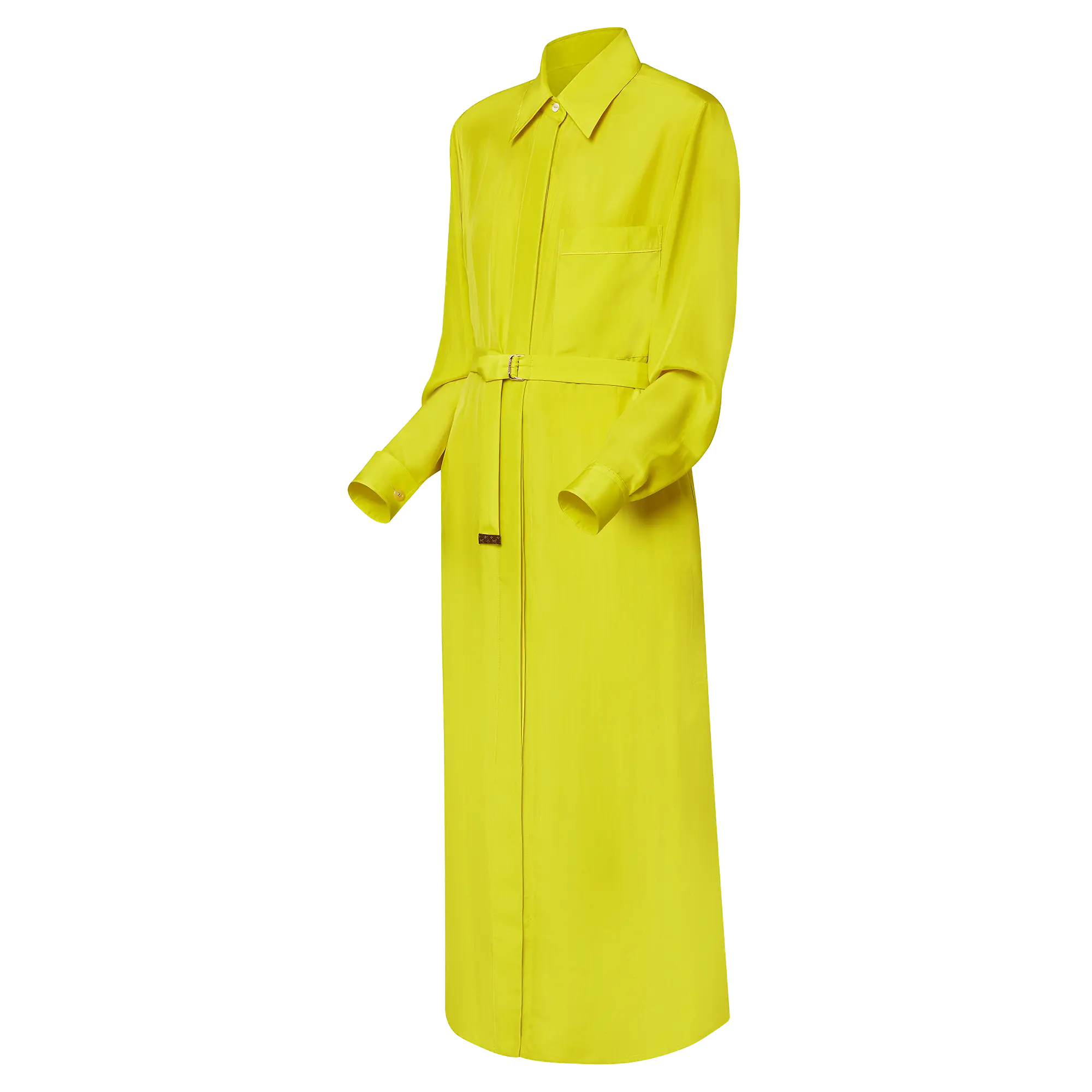 Chartreuse Silk Shirt Dress