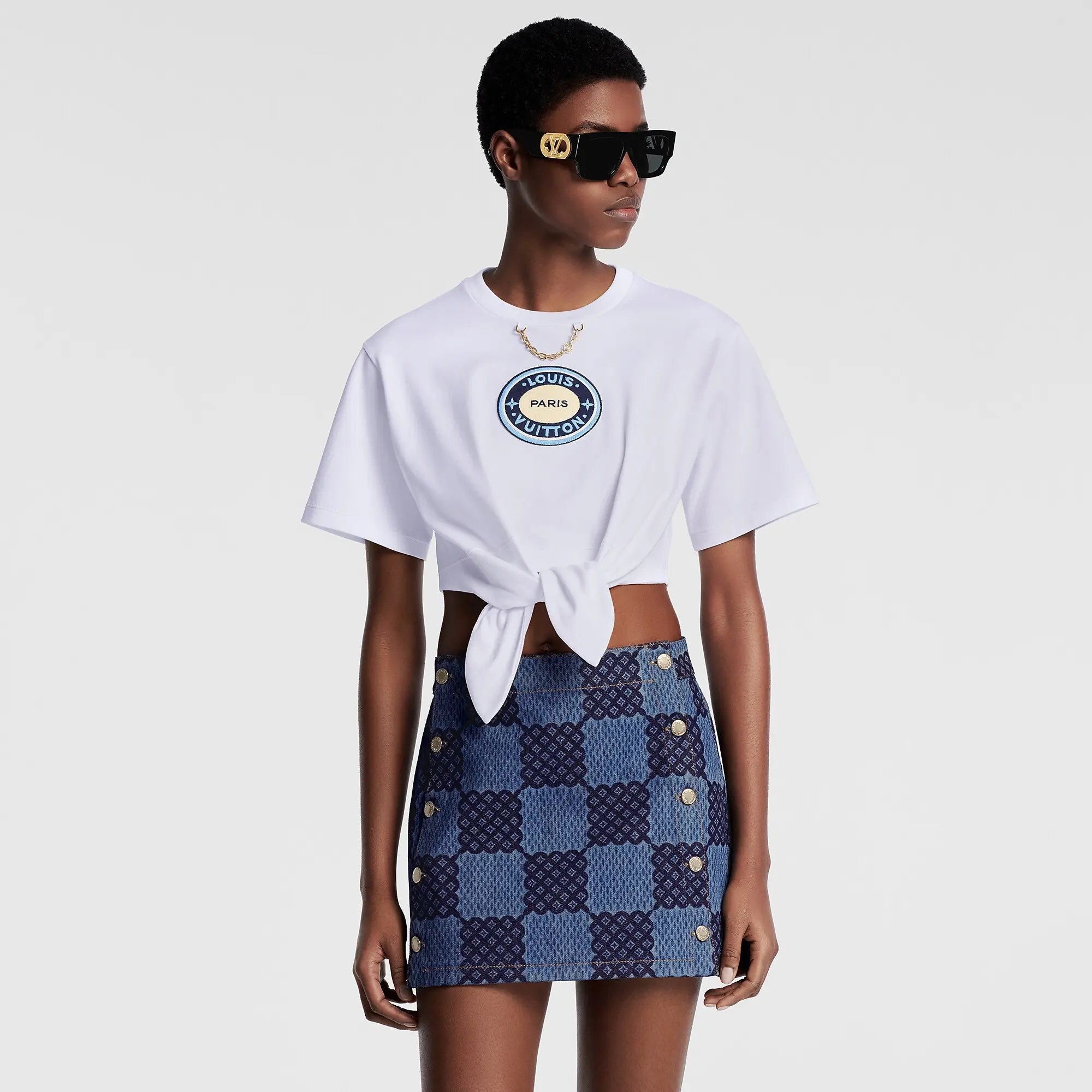 Damier Denim Mini Skirt