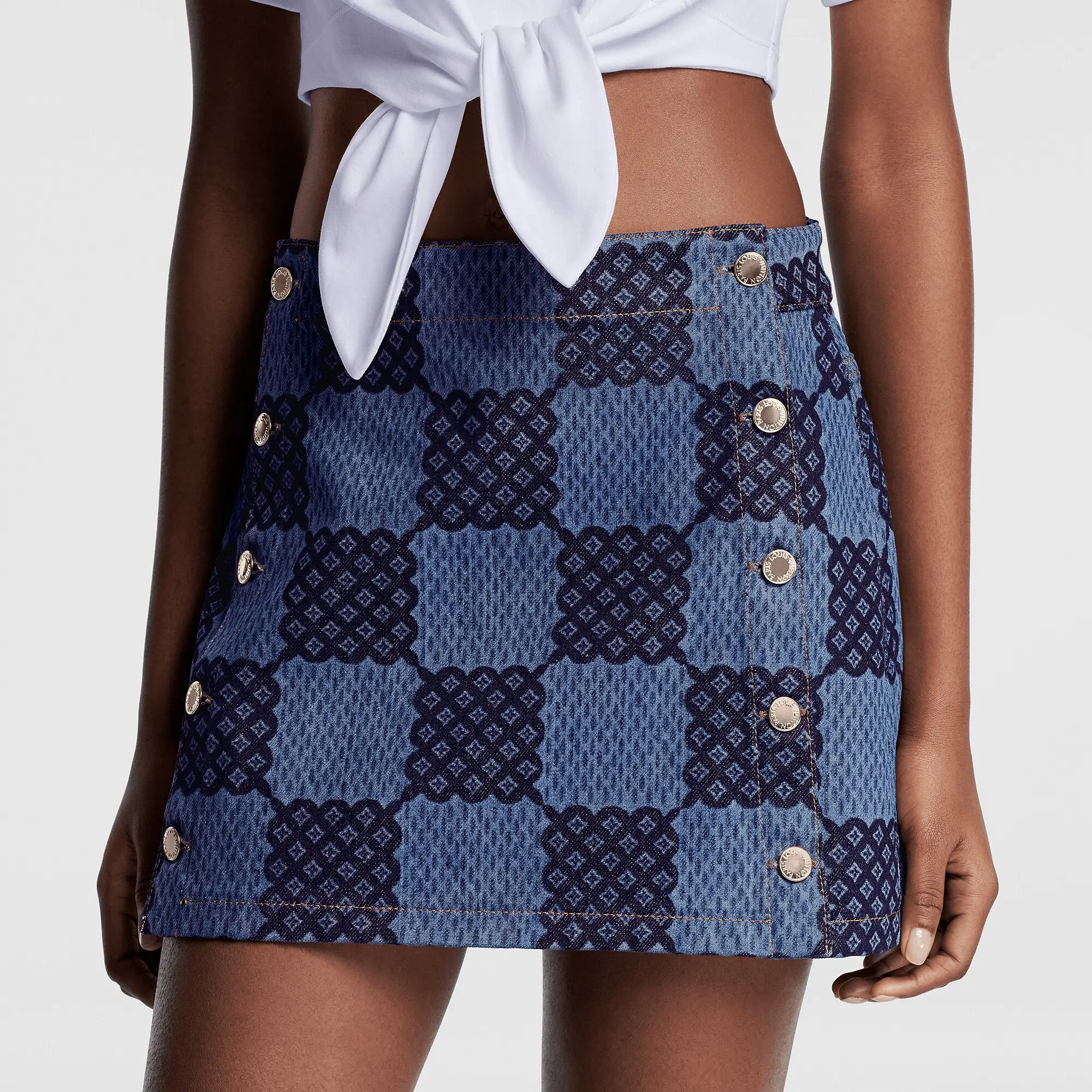 Damier Denim Mini Skirt