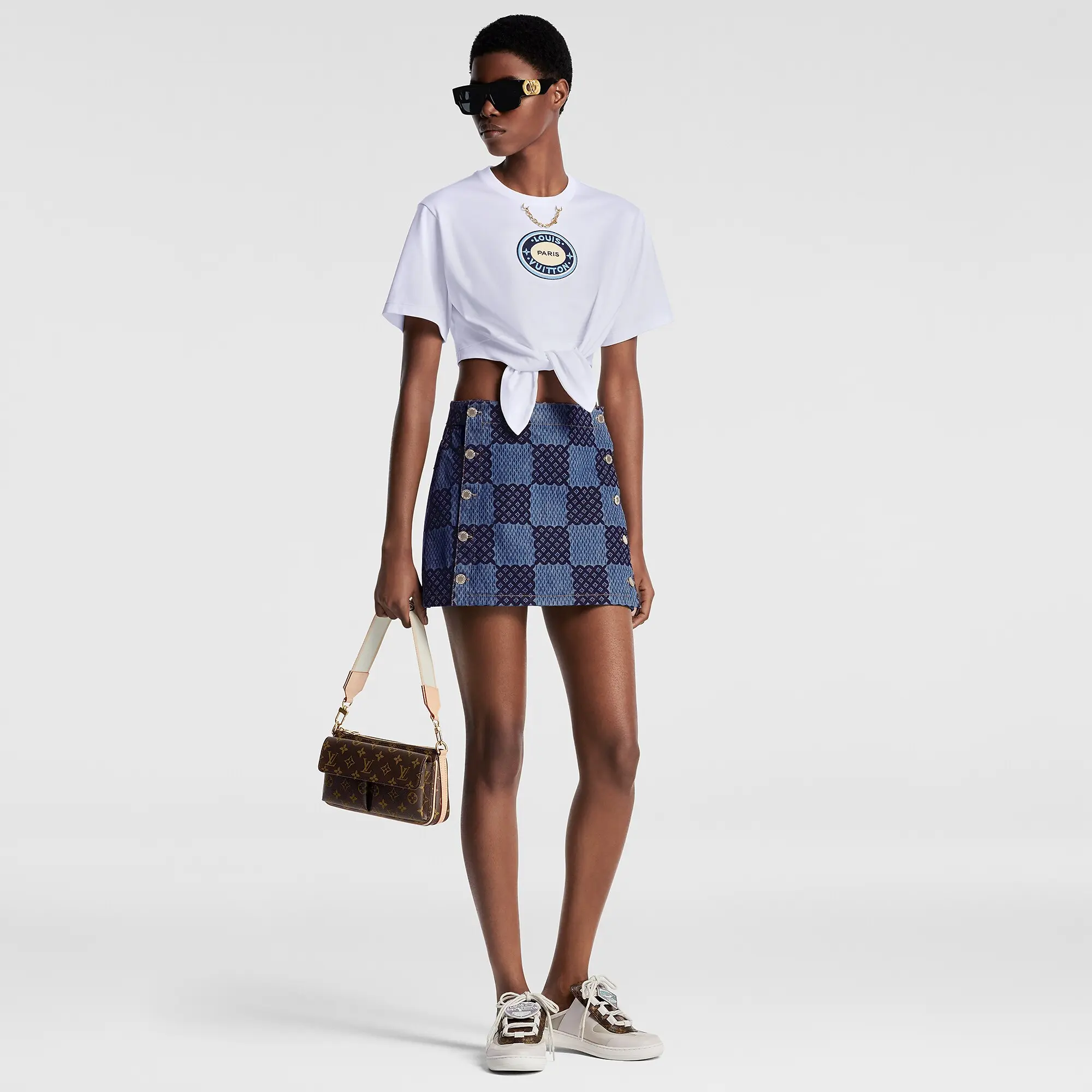 Damier Denim Mini Skirt