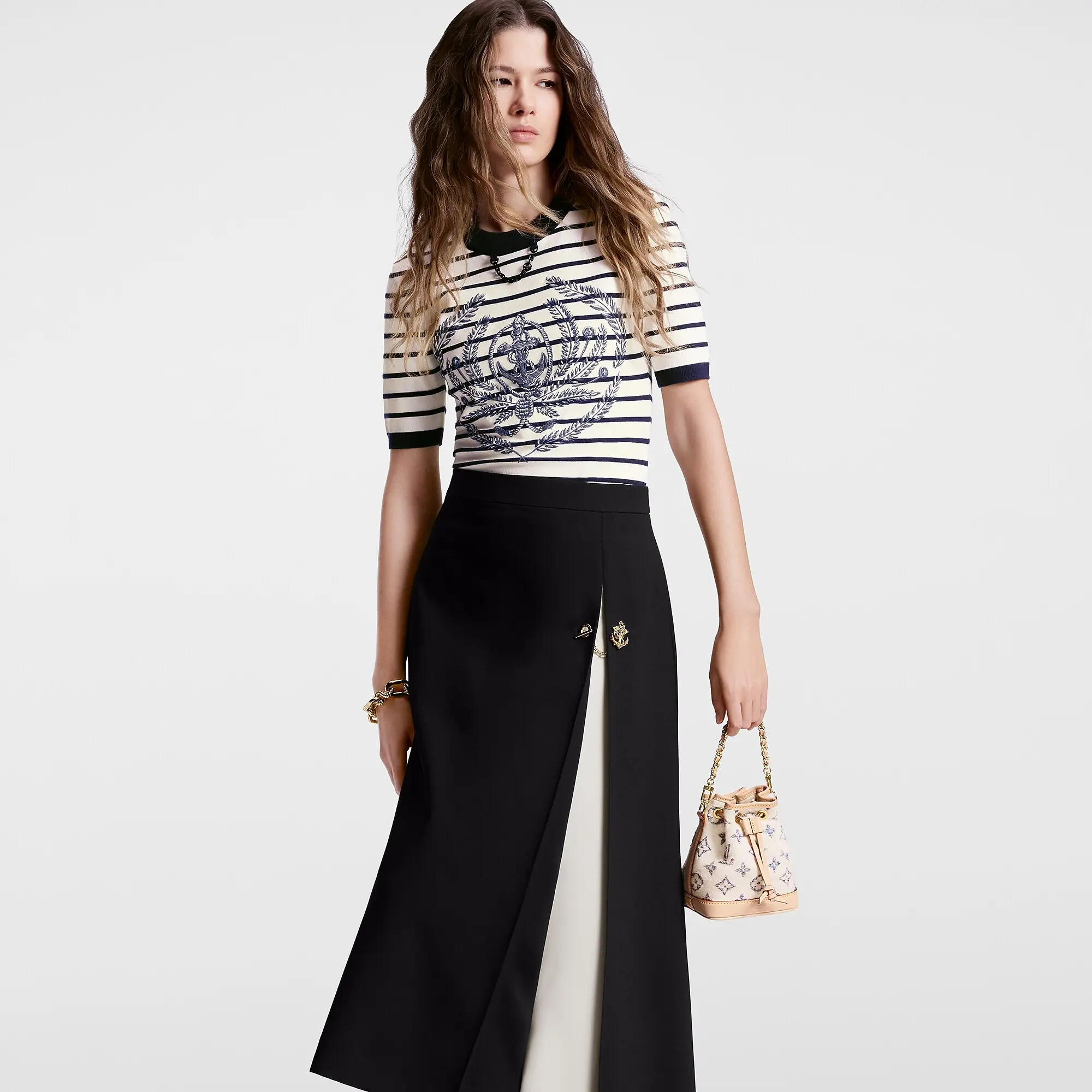 Graphic Box Pleat Maxi Skirt