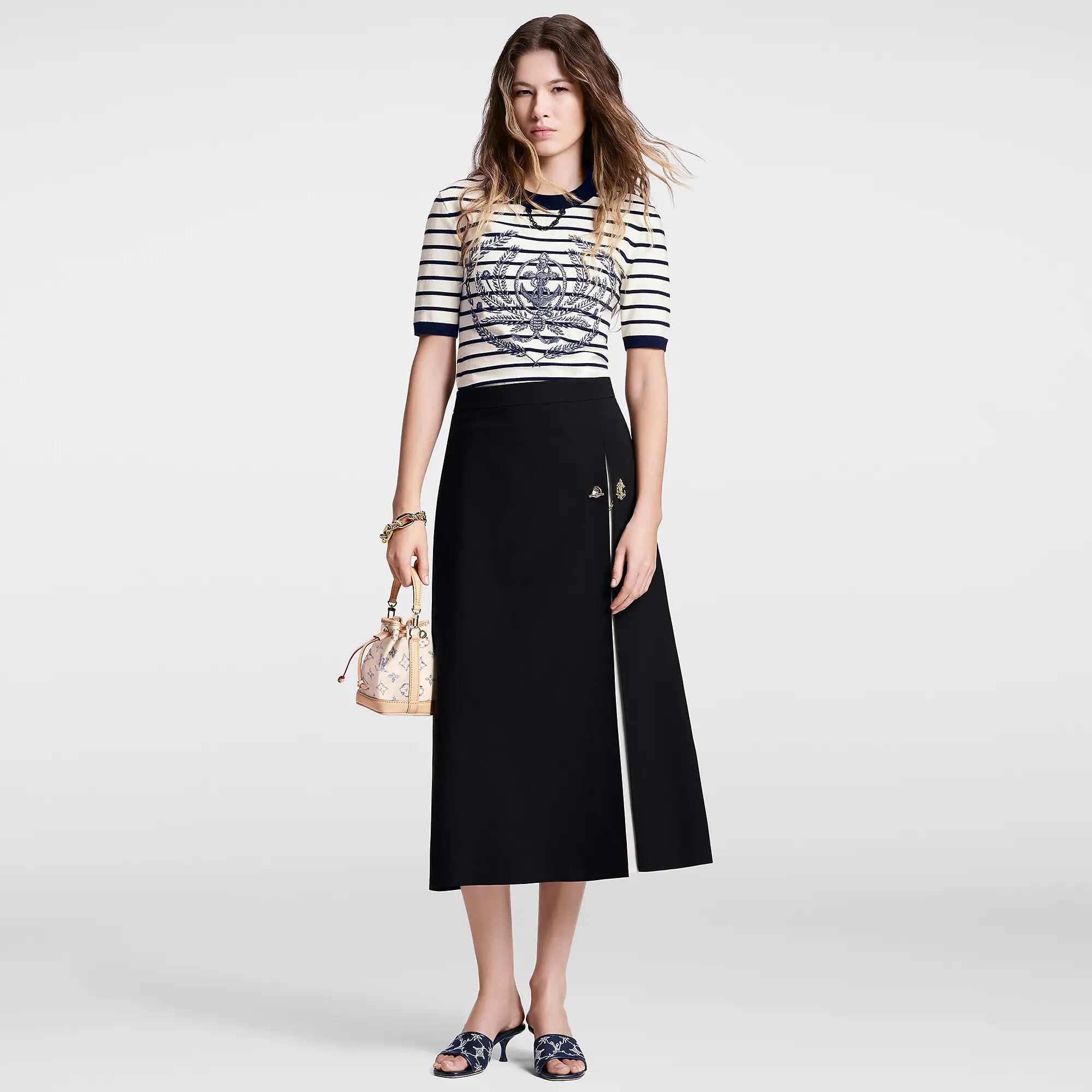 Graphic Box Pleat Maxi Skirt