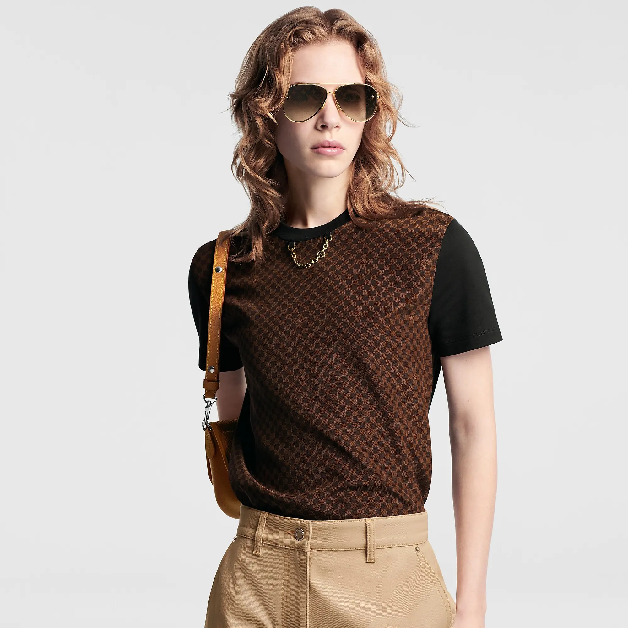 Micro Damier Insert T-Shirt