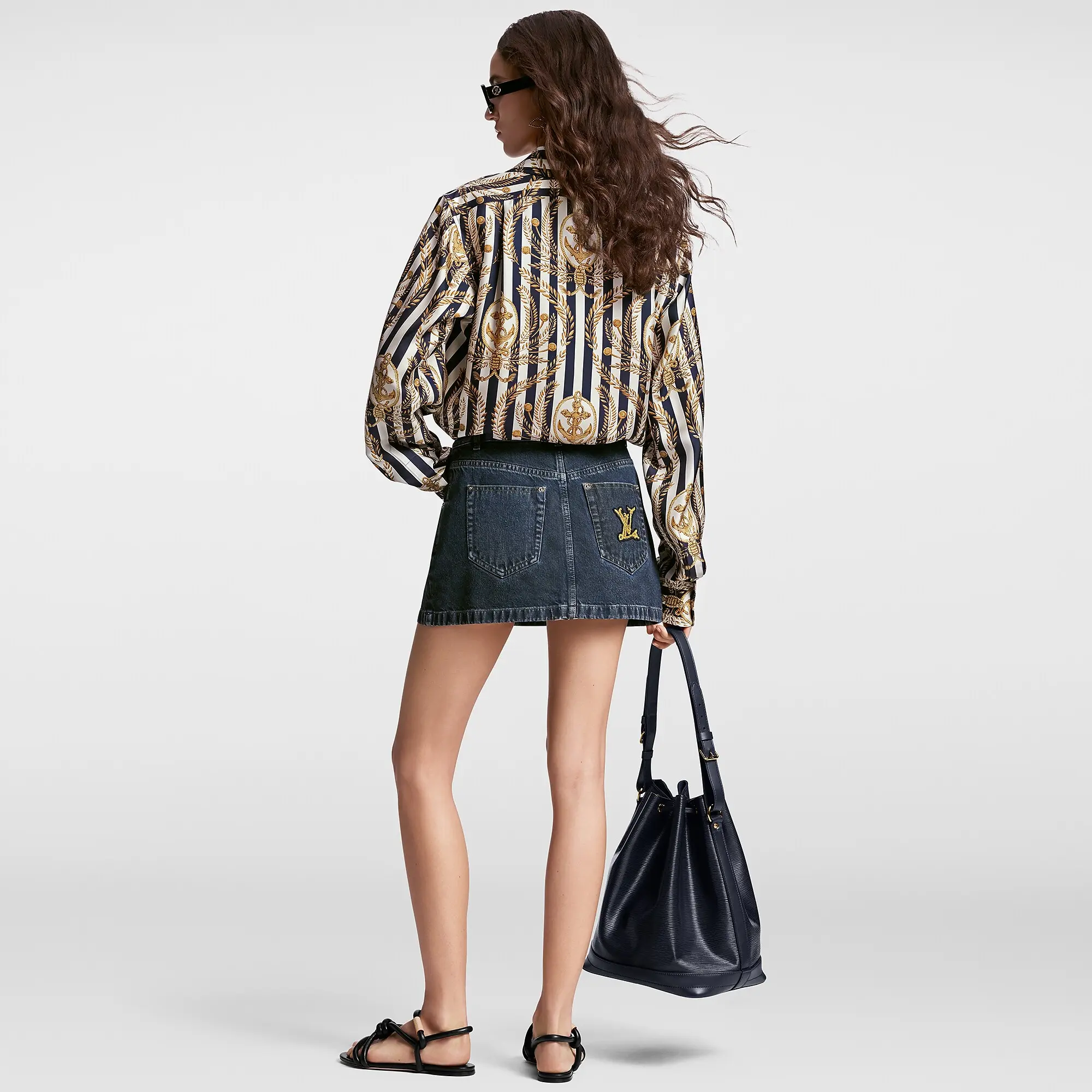 Nautical LV Patch Denim Mini Skirt