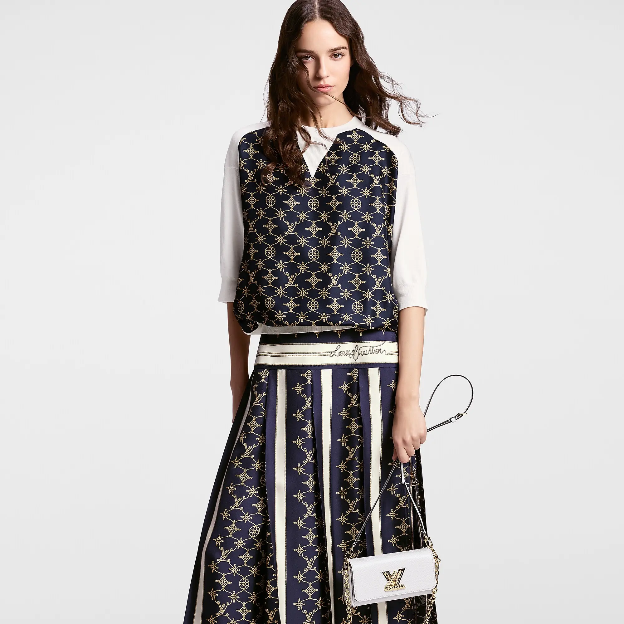 Nautical Monogram Midi Skirt