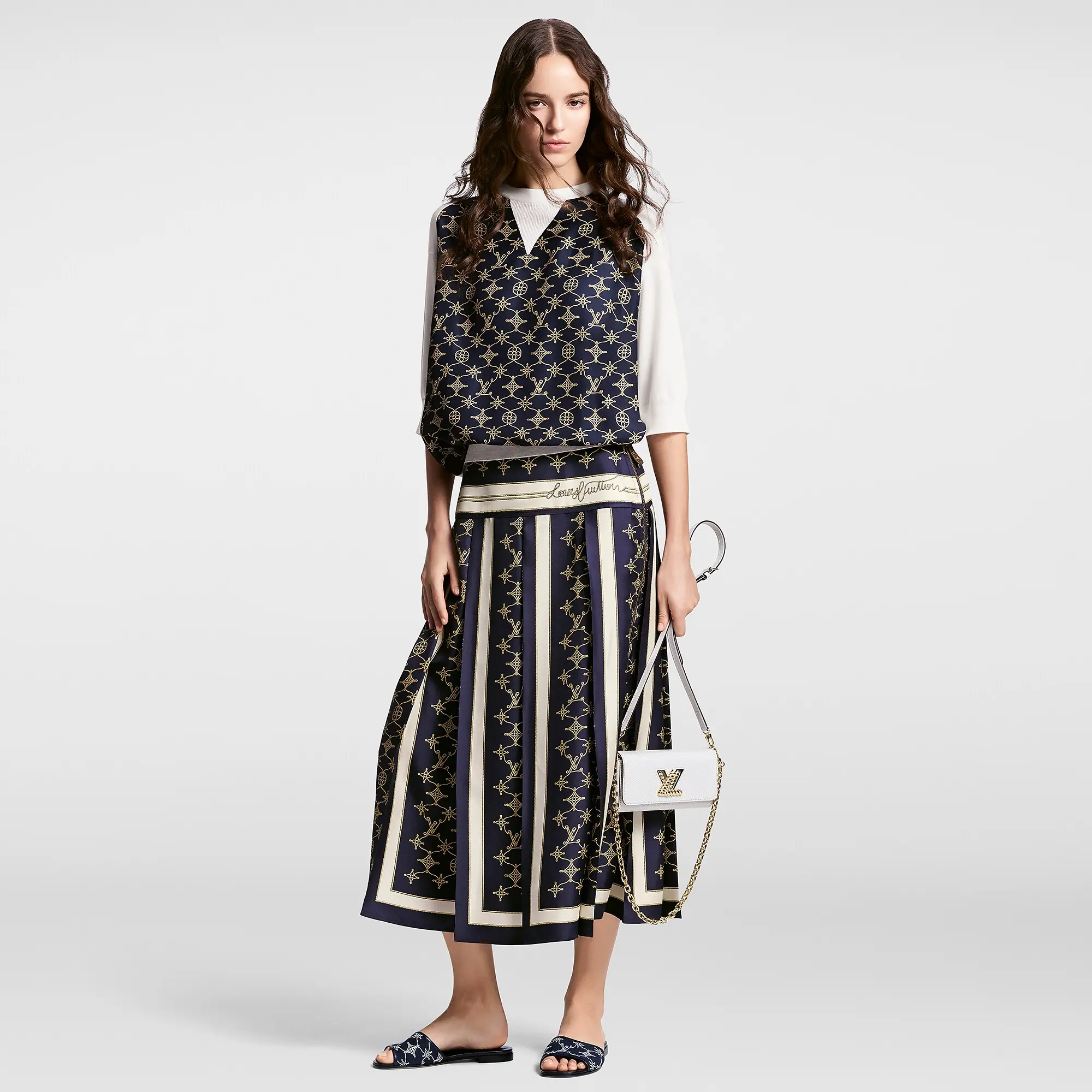 Nautical Monogram Midi Skirt