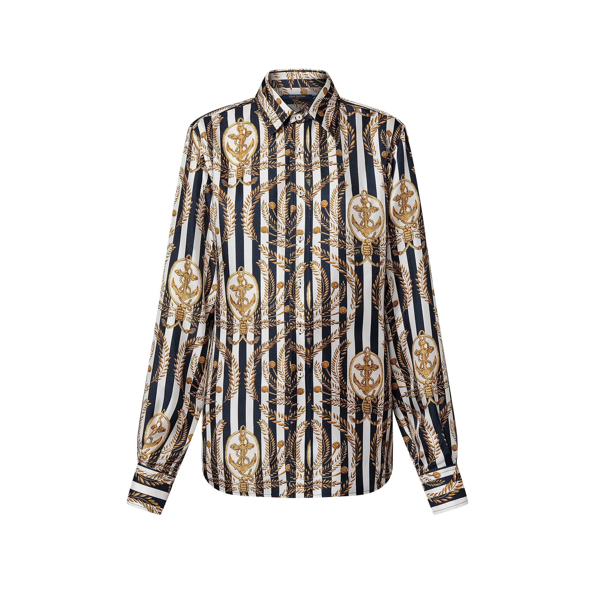 Striped Anchor Silk Shirt