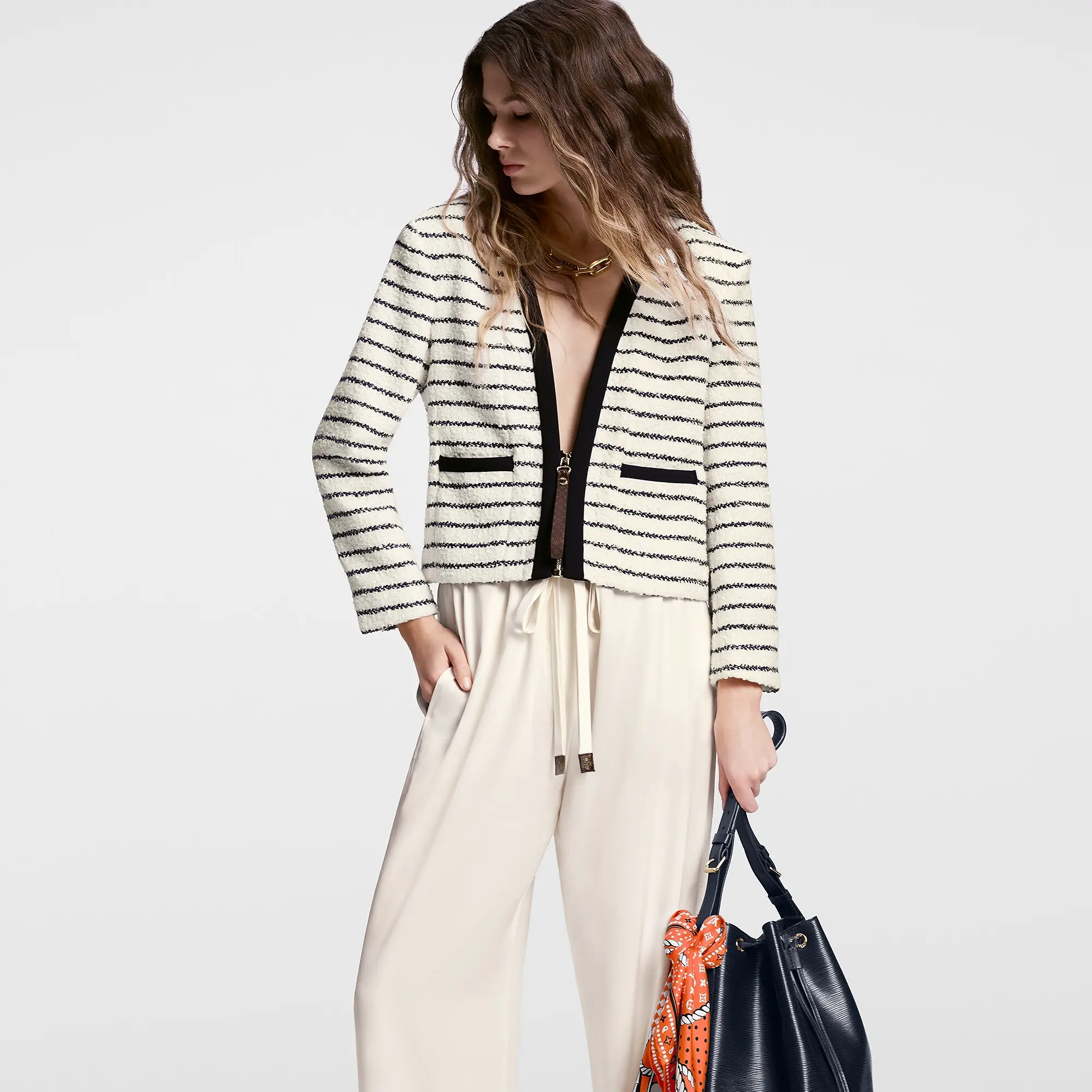 Striped Tweed Boxy Jacket