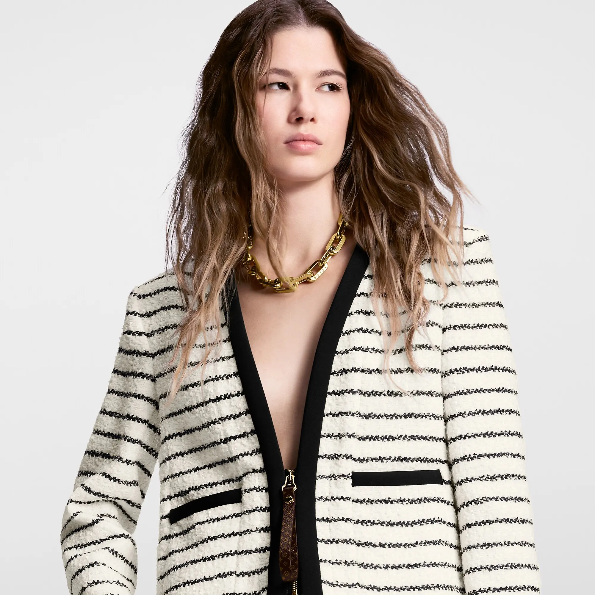 Striped Tweed Boxy Jacket