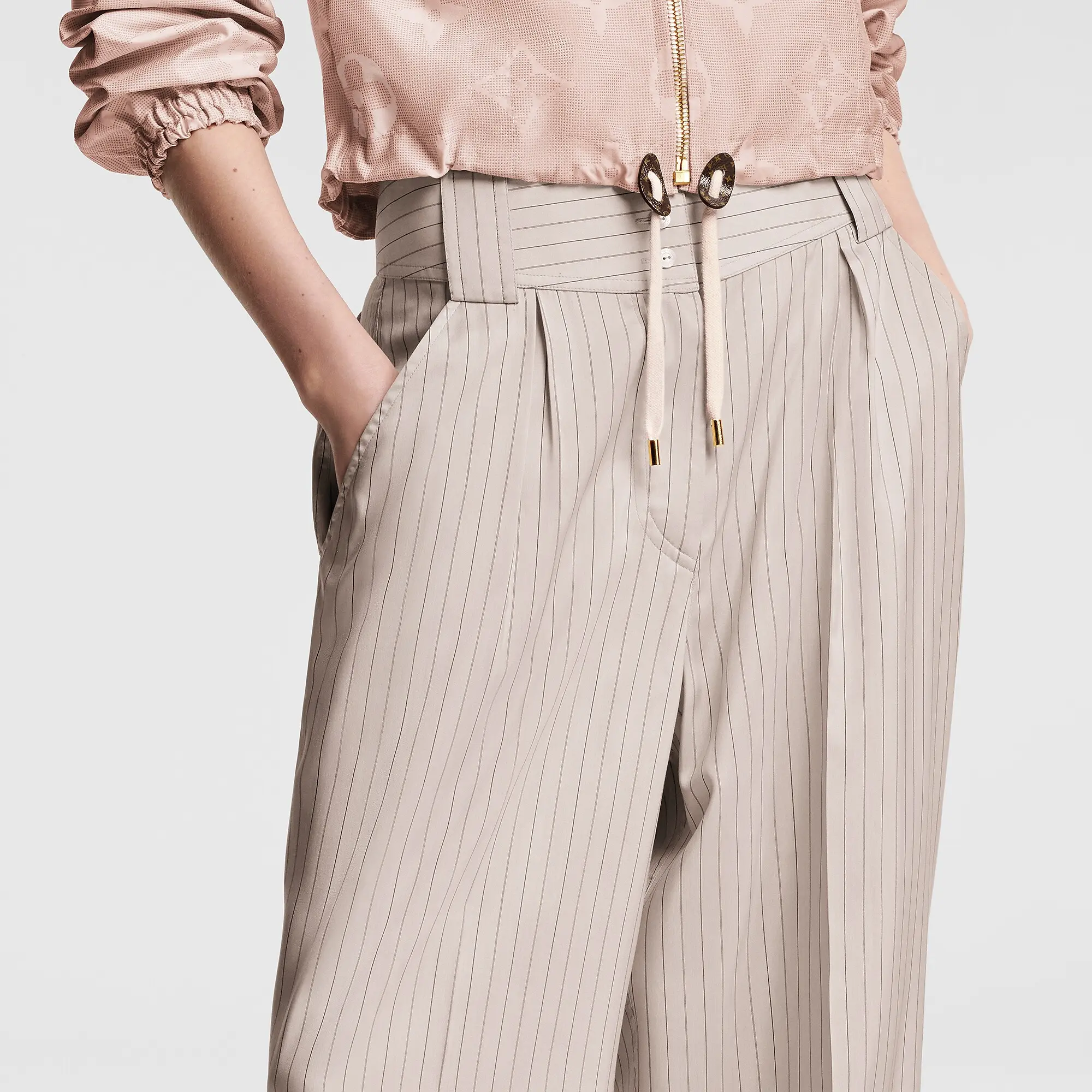 Tailored Pinstripe Silk Pants