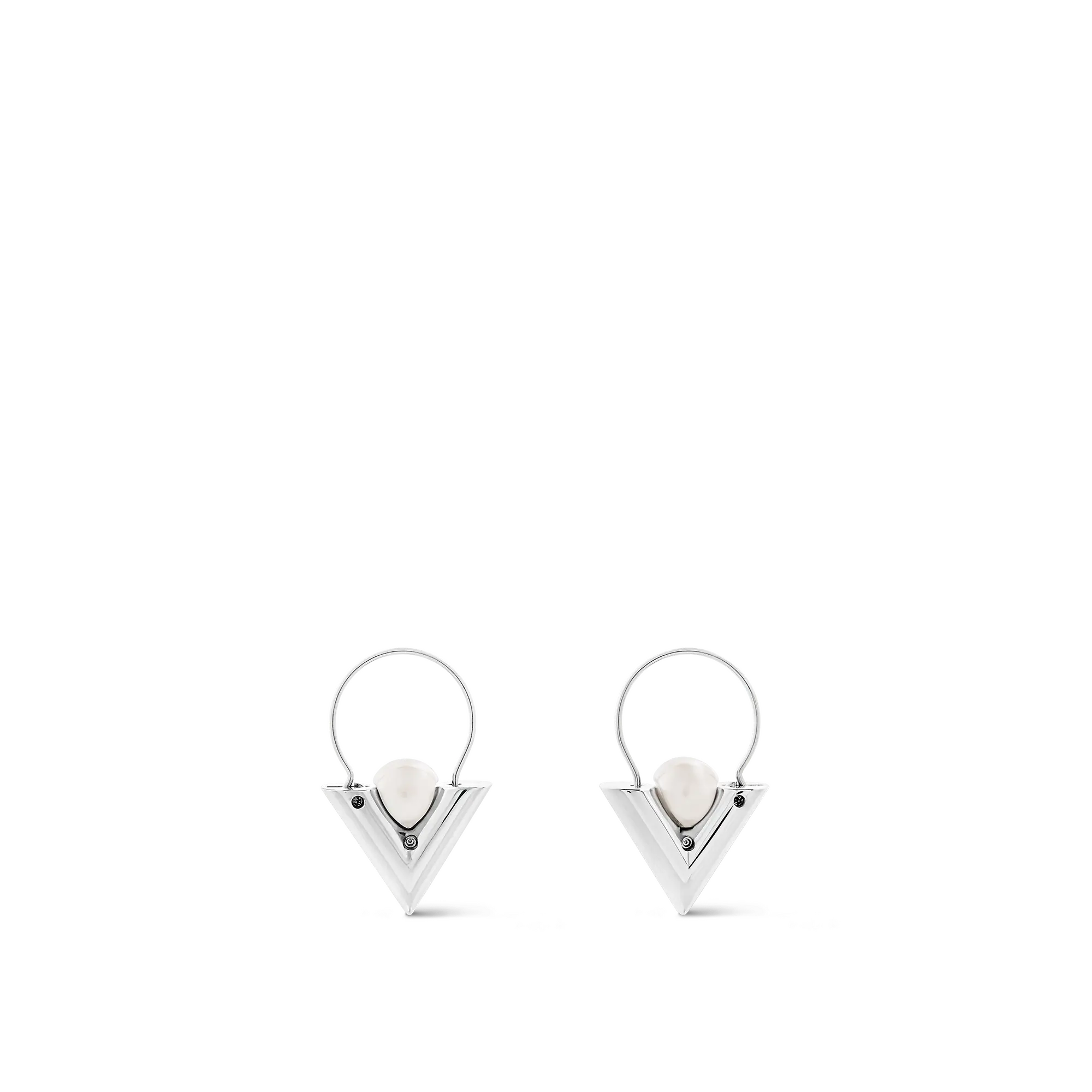 V For Vuitton Pearl And  Metal Earrings