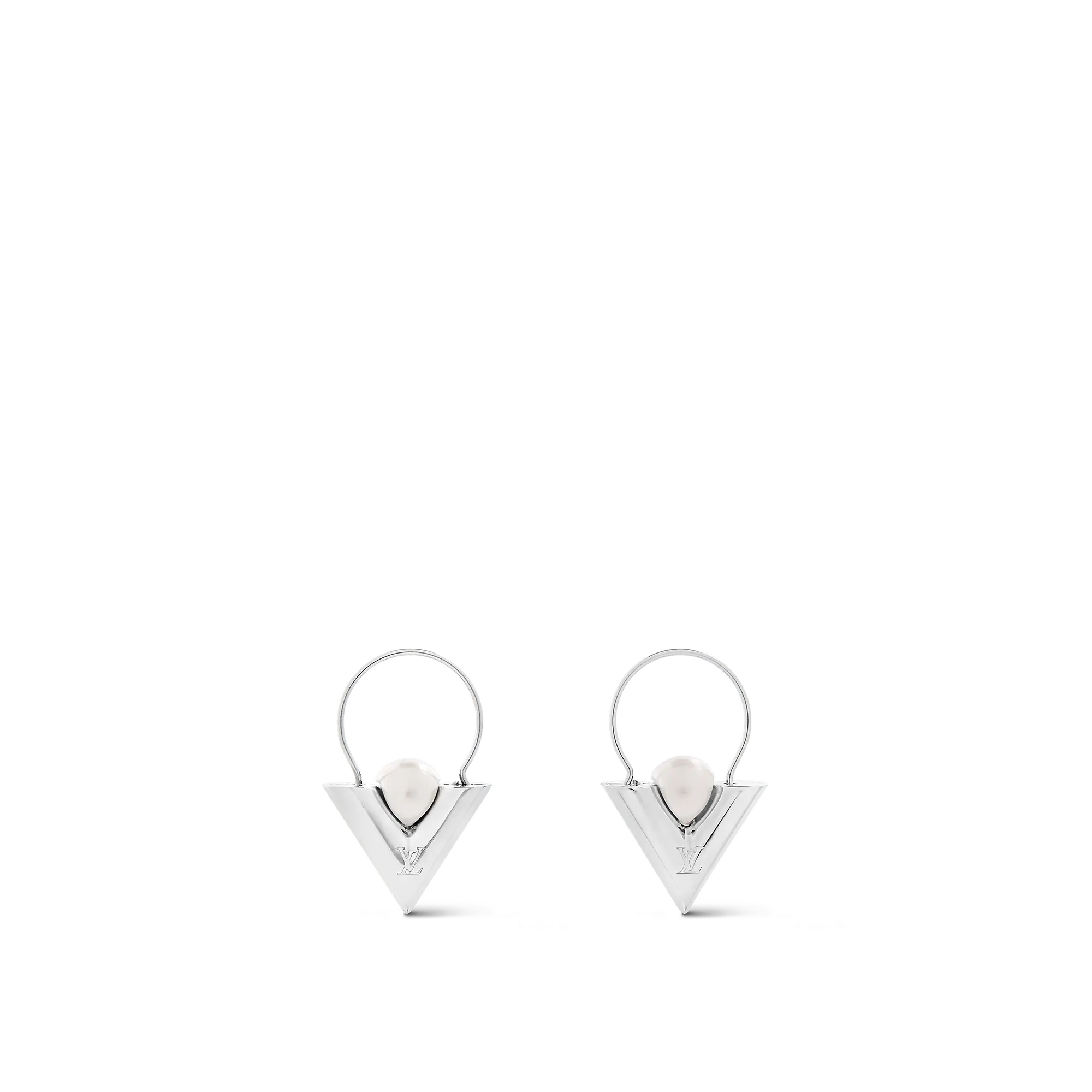 V For Vuitton Pearl And  Metal Earrings