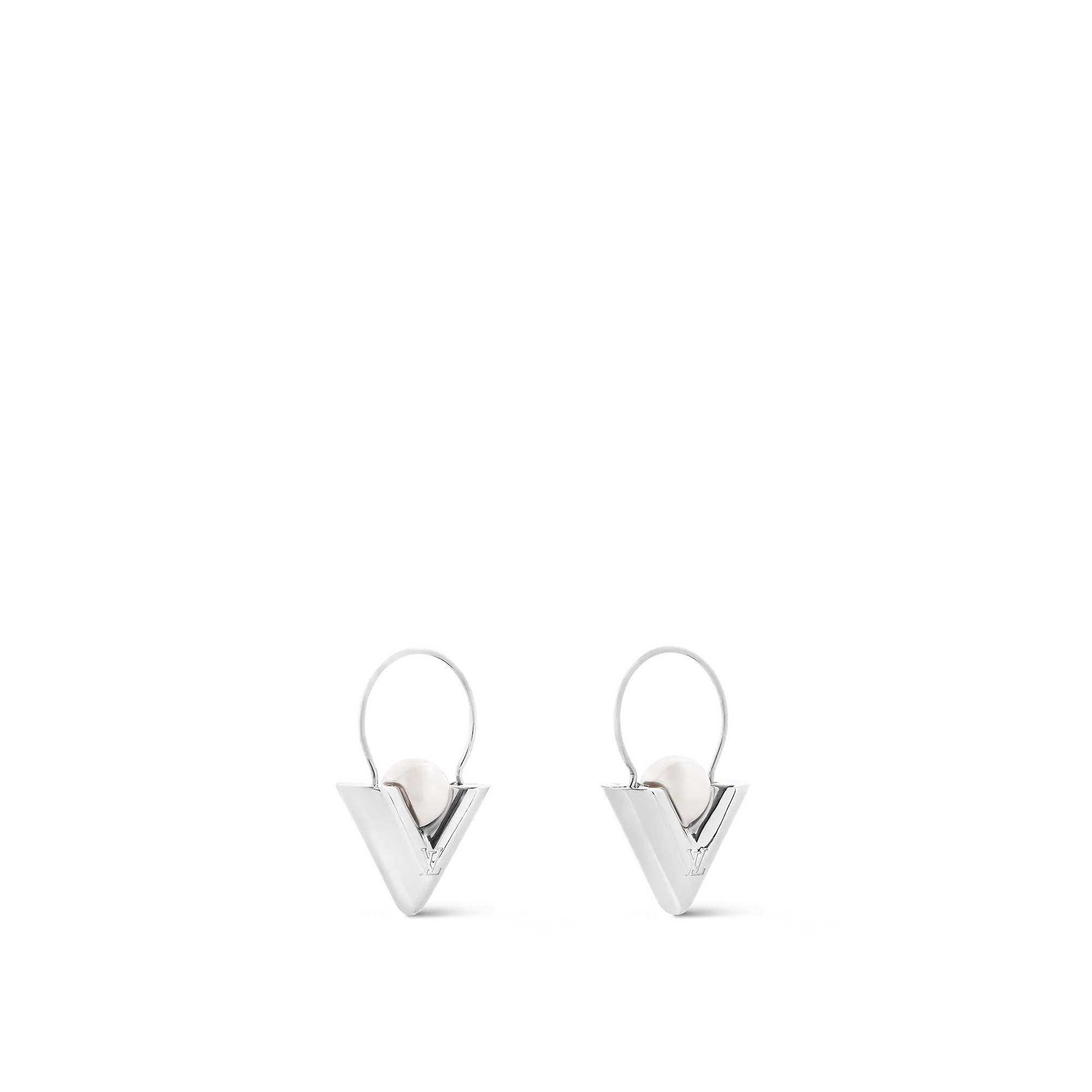 V For Vuitton Pearl And  Metal Earrings