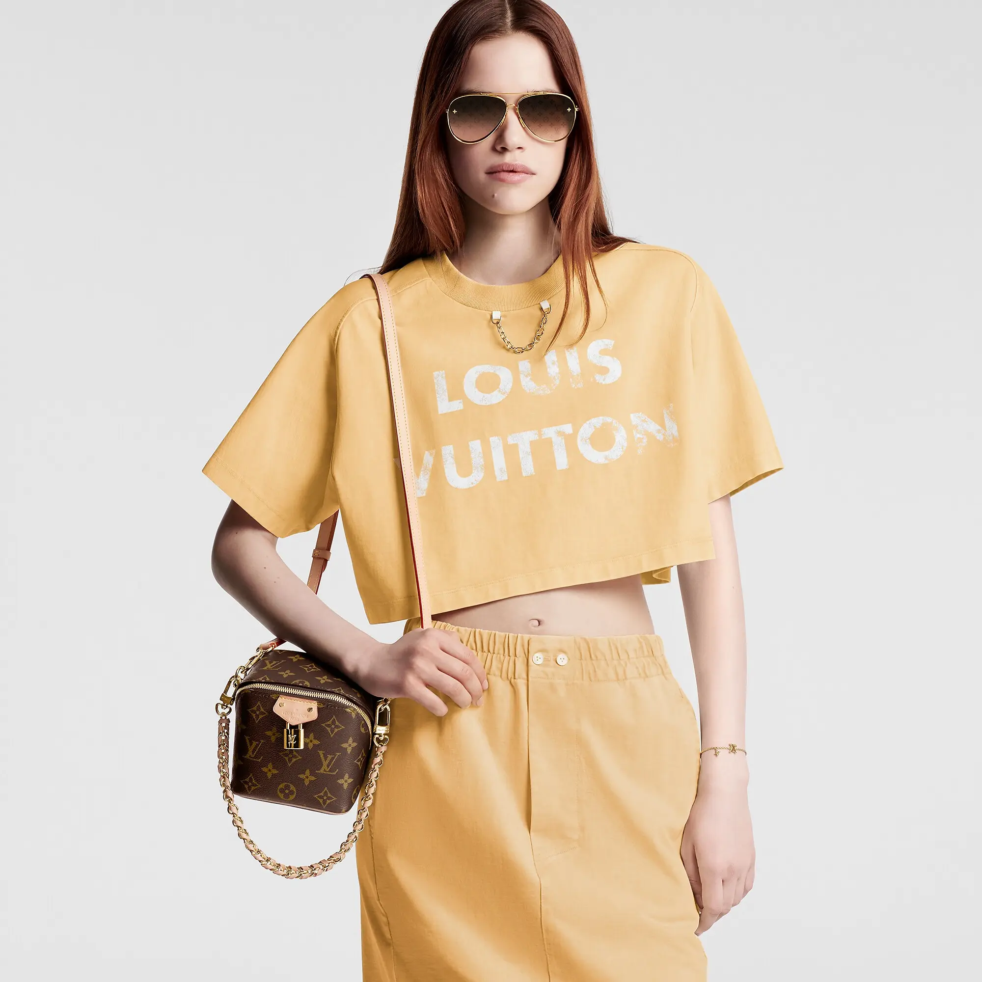 Vintage-Effect Louis Vuitton Crop Top