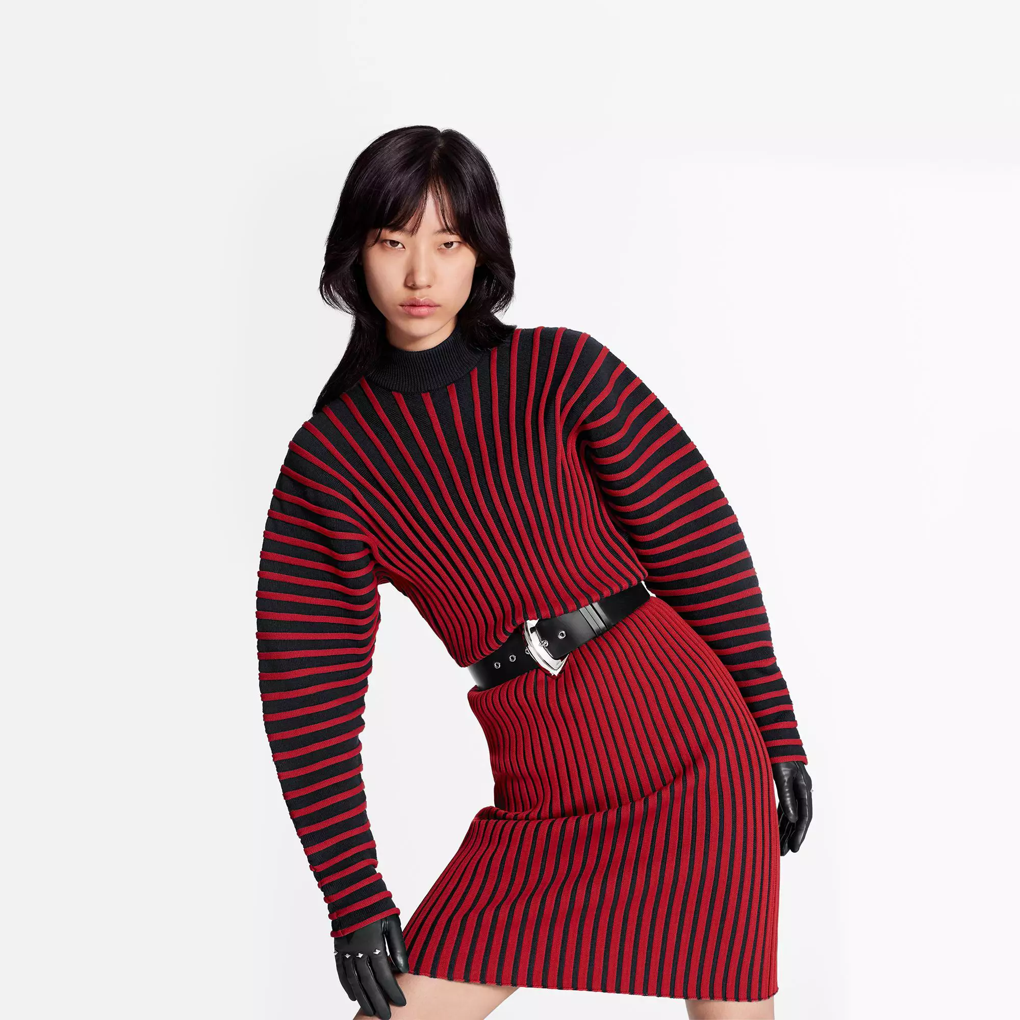 Accordion Pleats Knit Dress