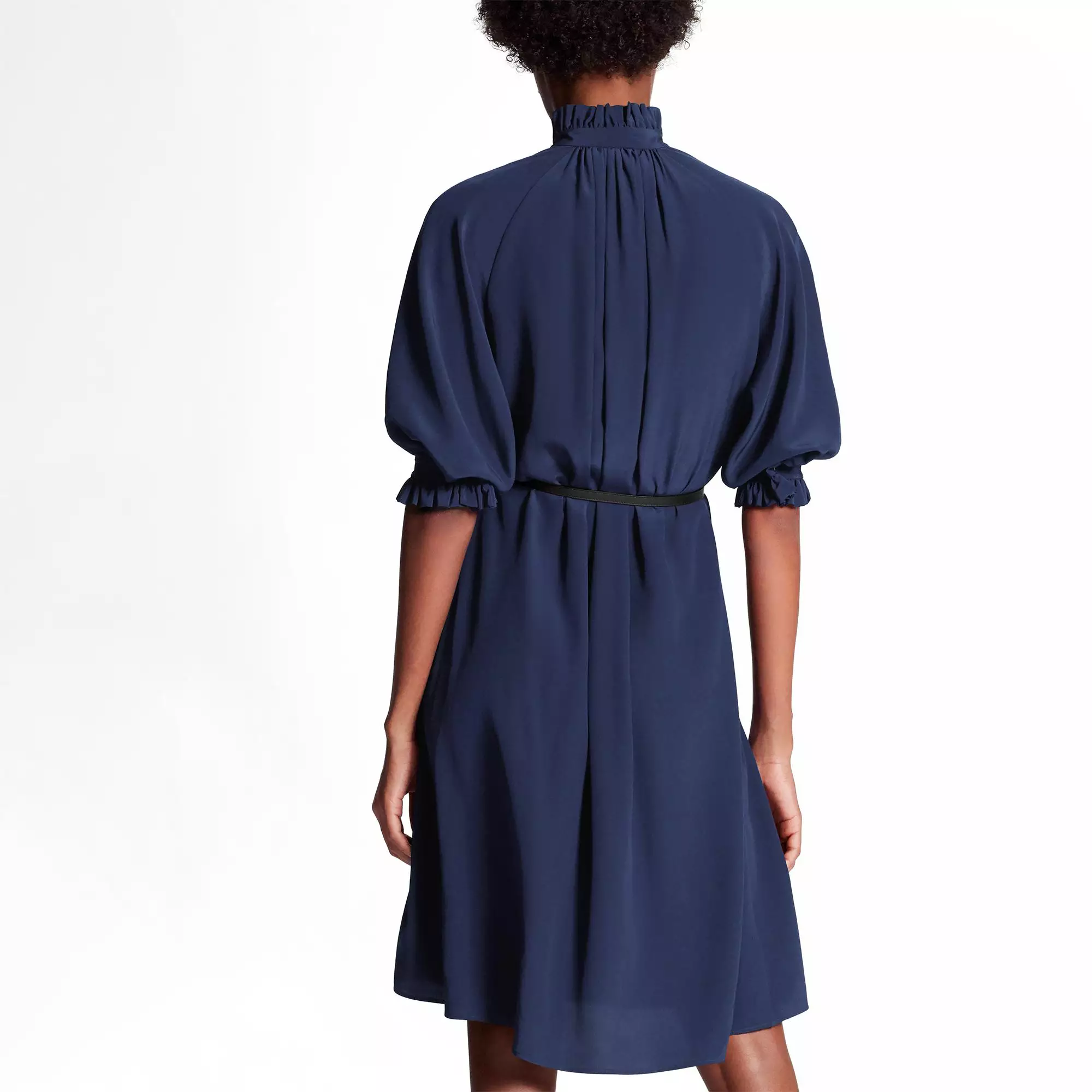 Belted Dress With Puffy Sleeves