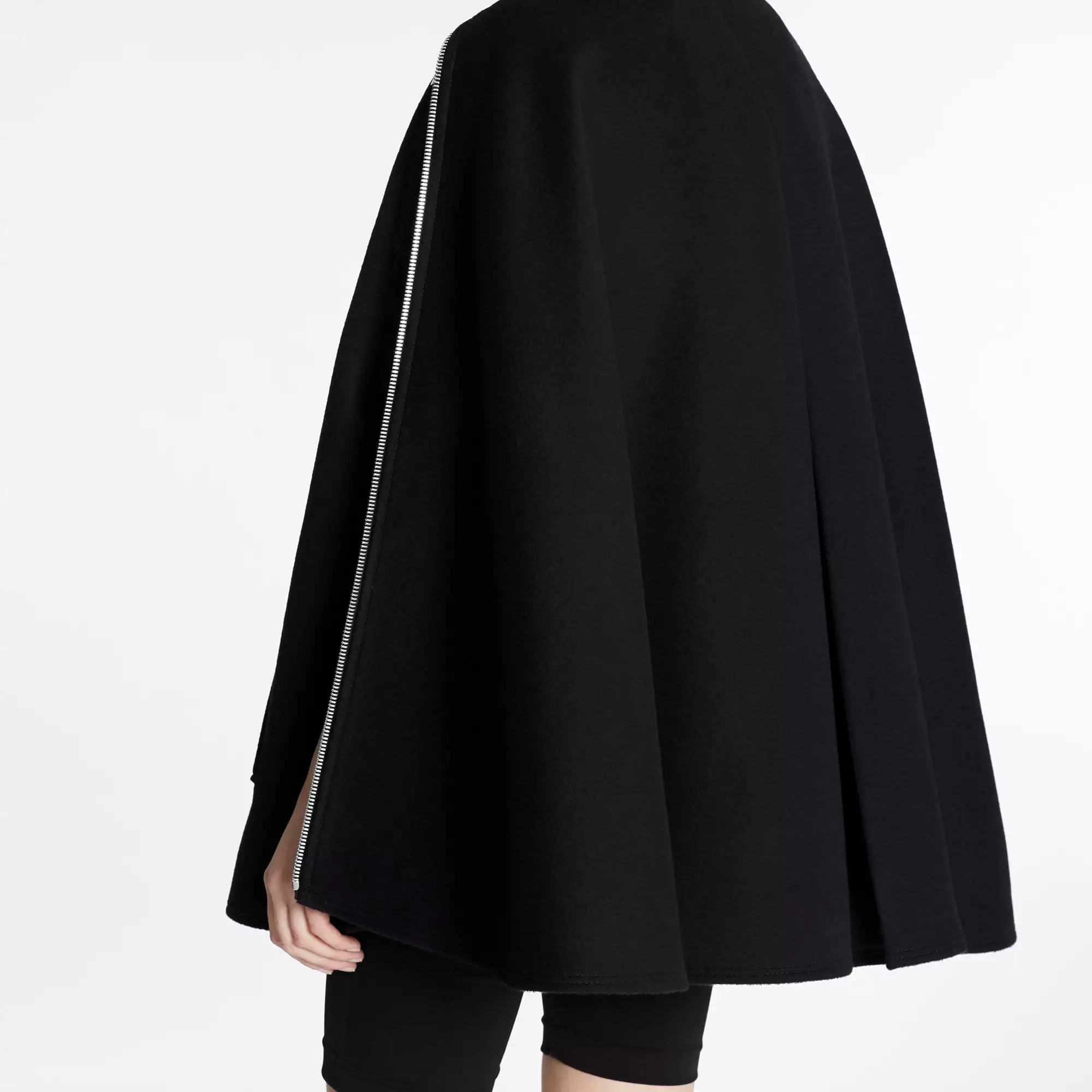 Black And Ochre Monogram Cape Coat In Wool And Silk