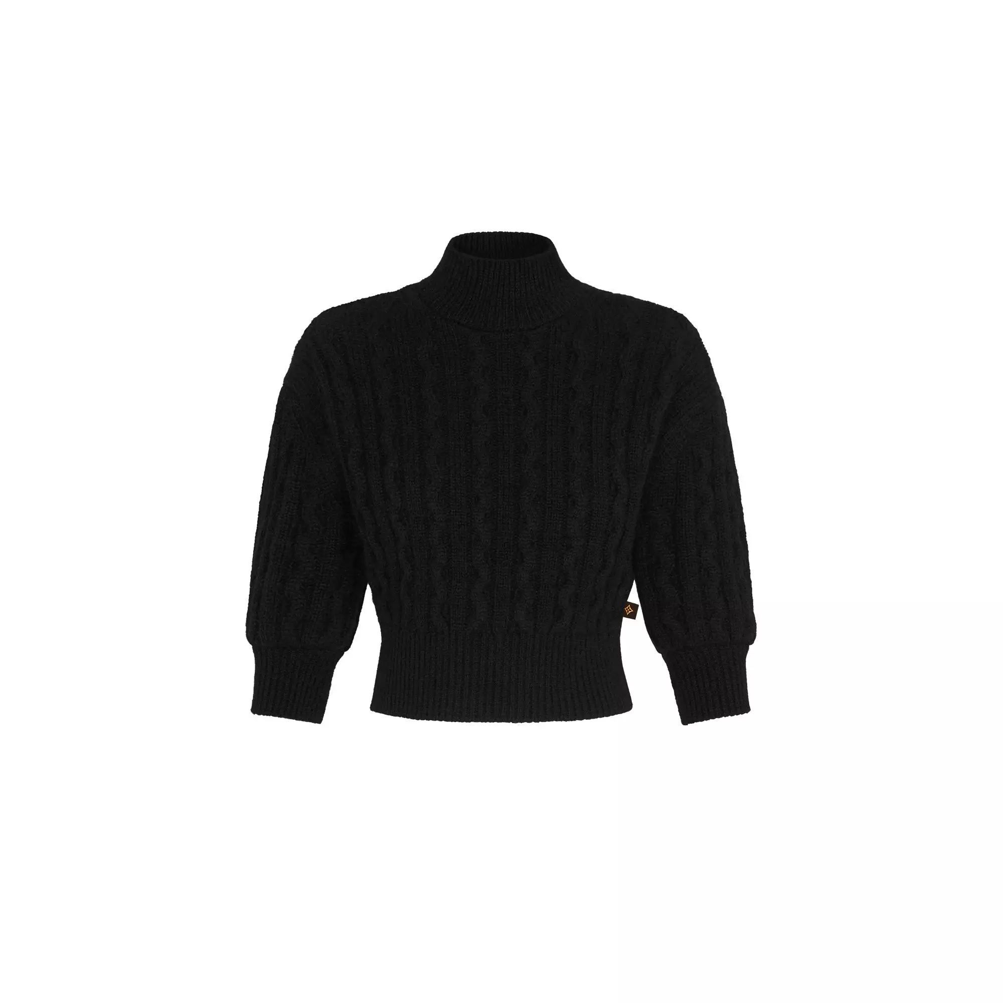 Cropped Cashmere Mock-Neck With Puff Sleeves