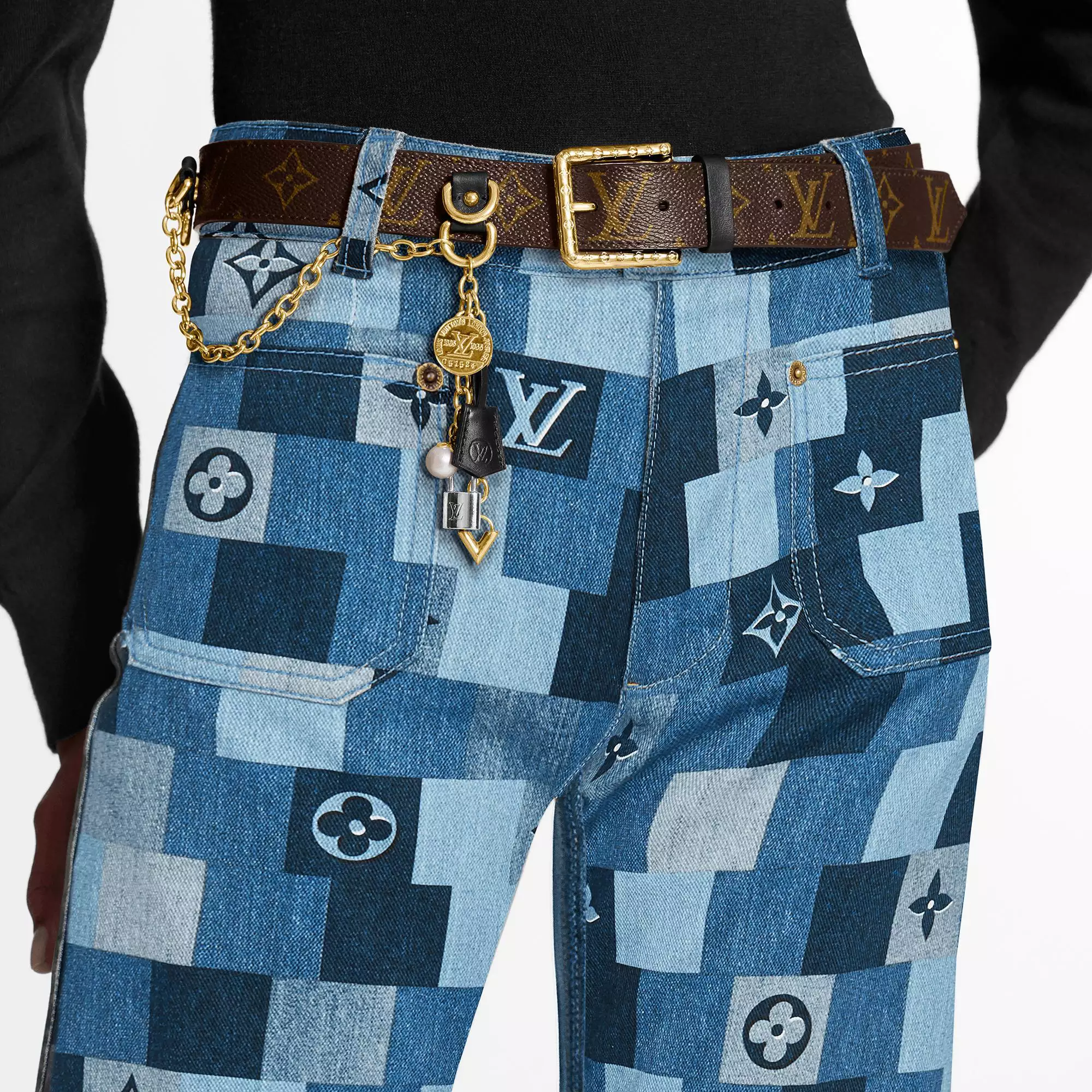 Denim Monogram Check Pant