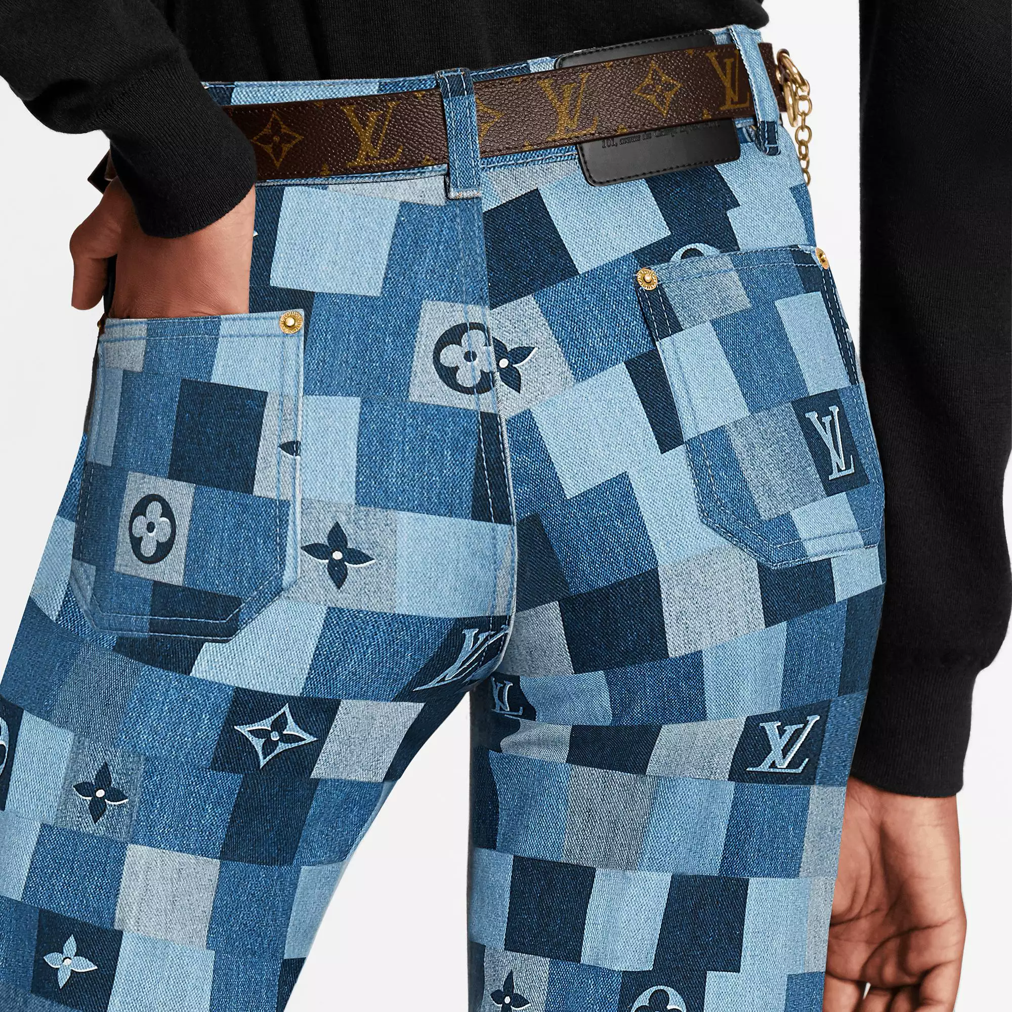 Denim Monogram Check Pant