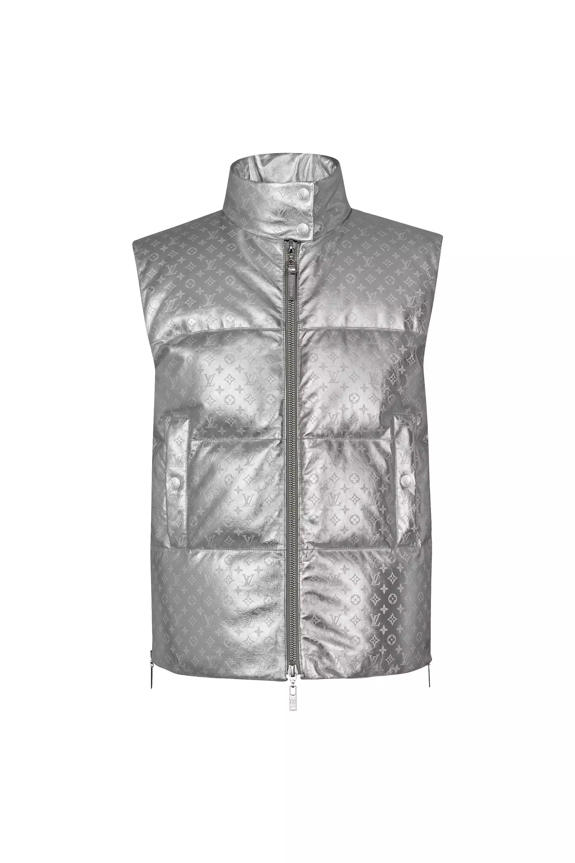 Embossed Monogram Silver Down Gilet