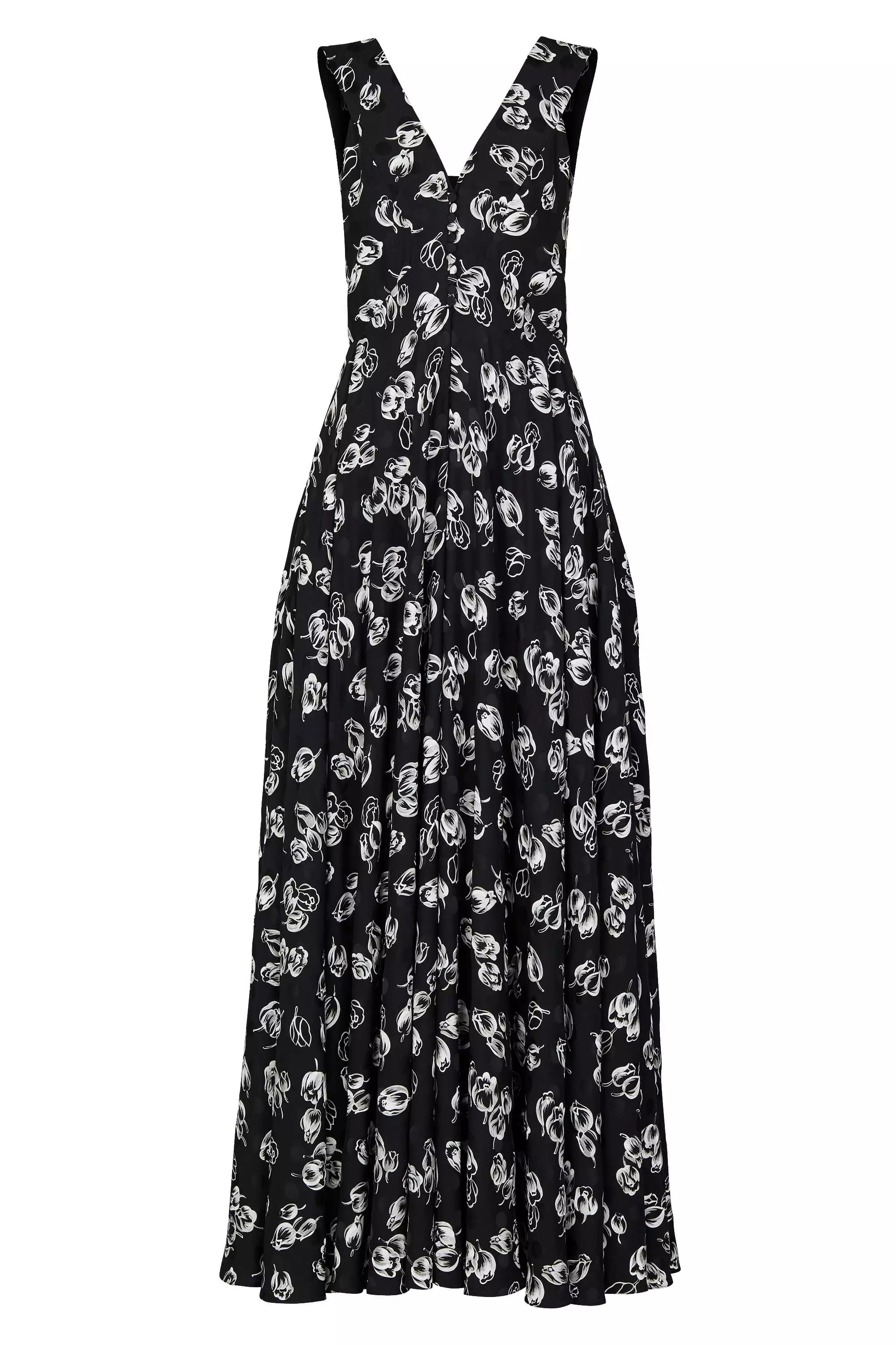 Long Print Sleeveless Evening Dress With Zip