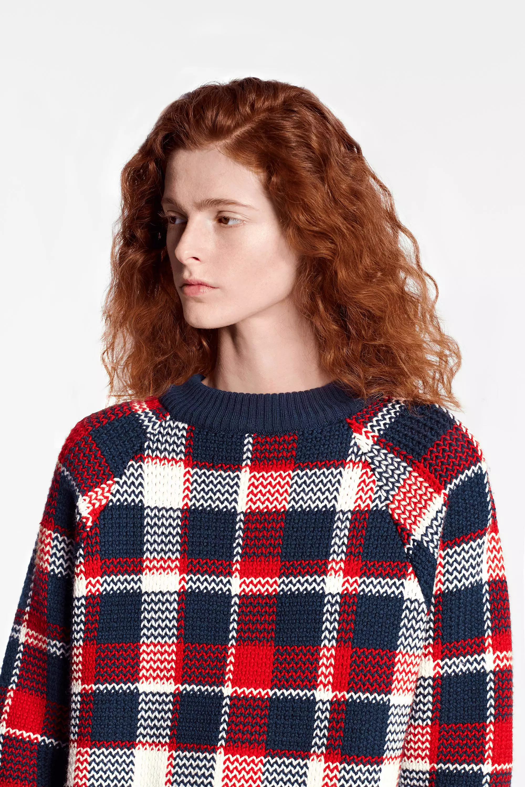 Long Raglan Sleeve Check Pullover