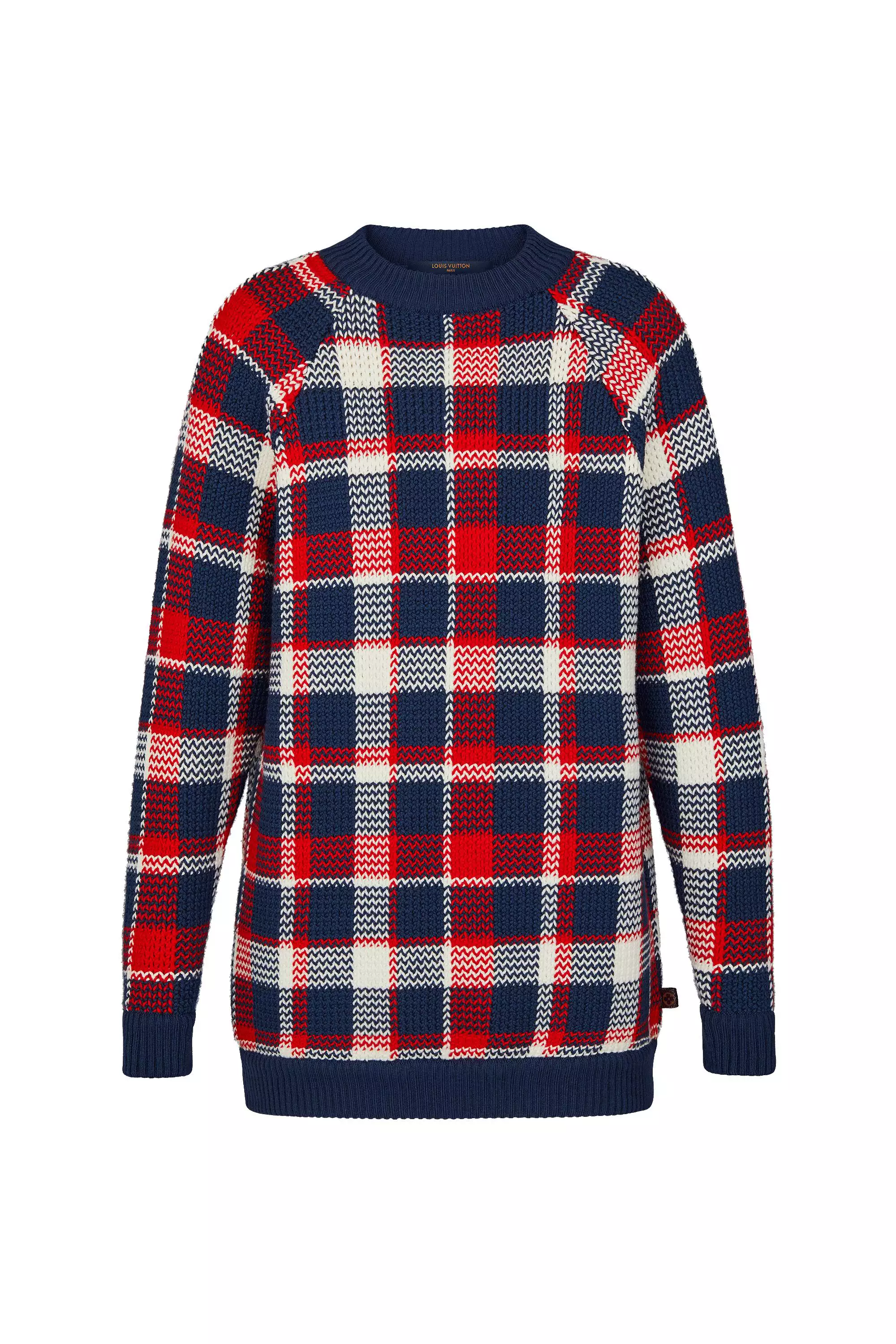 Long Raglan Sleeve Check Pullover