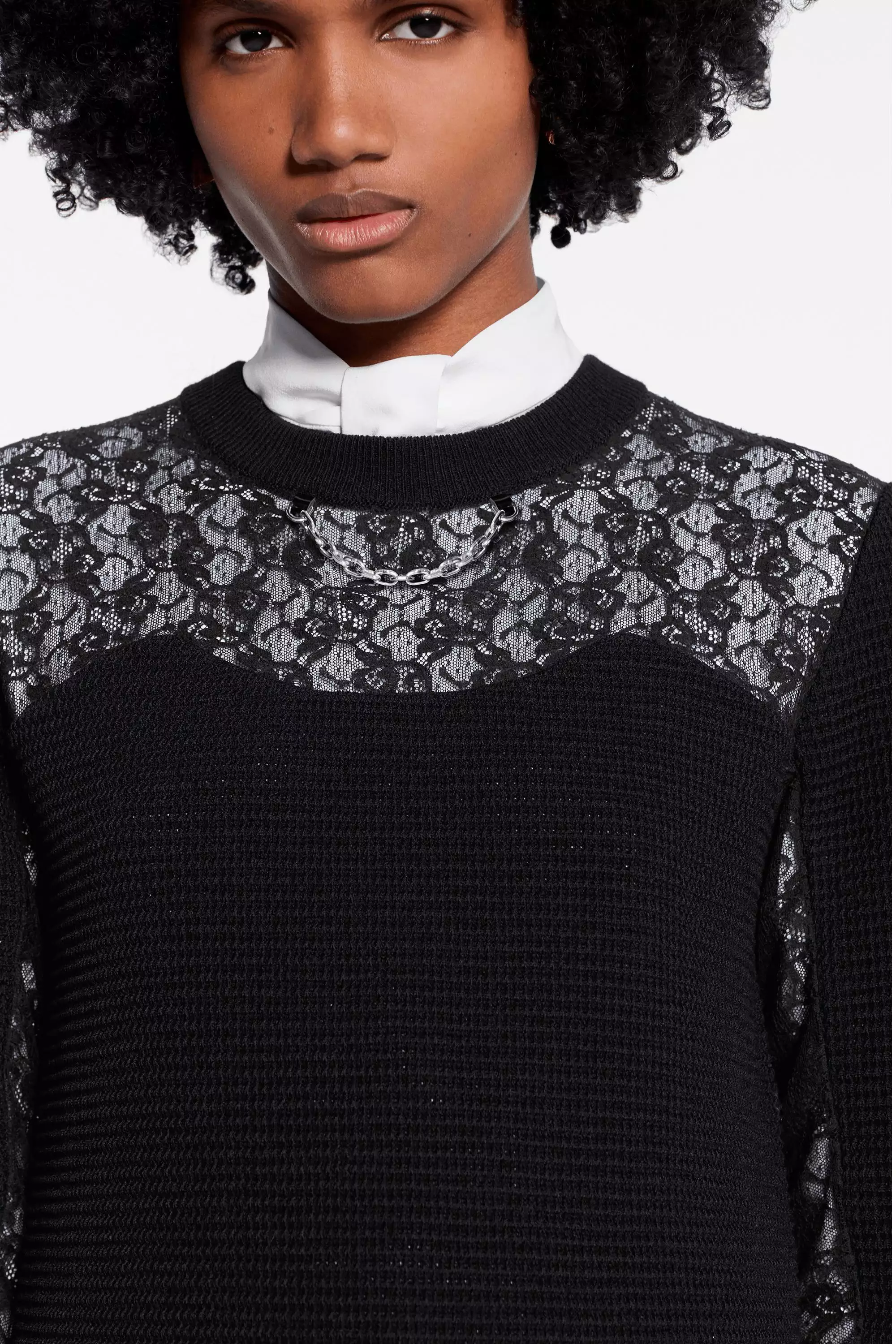 Long Sleeved Pullover With Lace Inserts