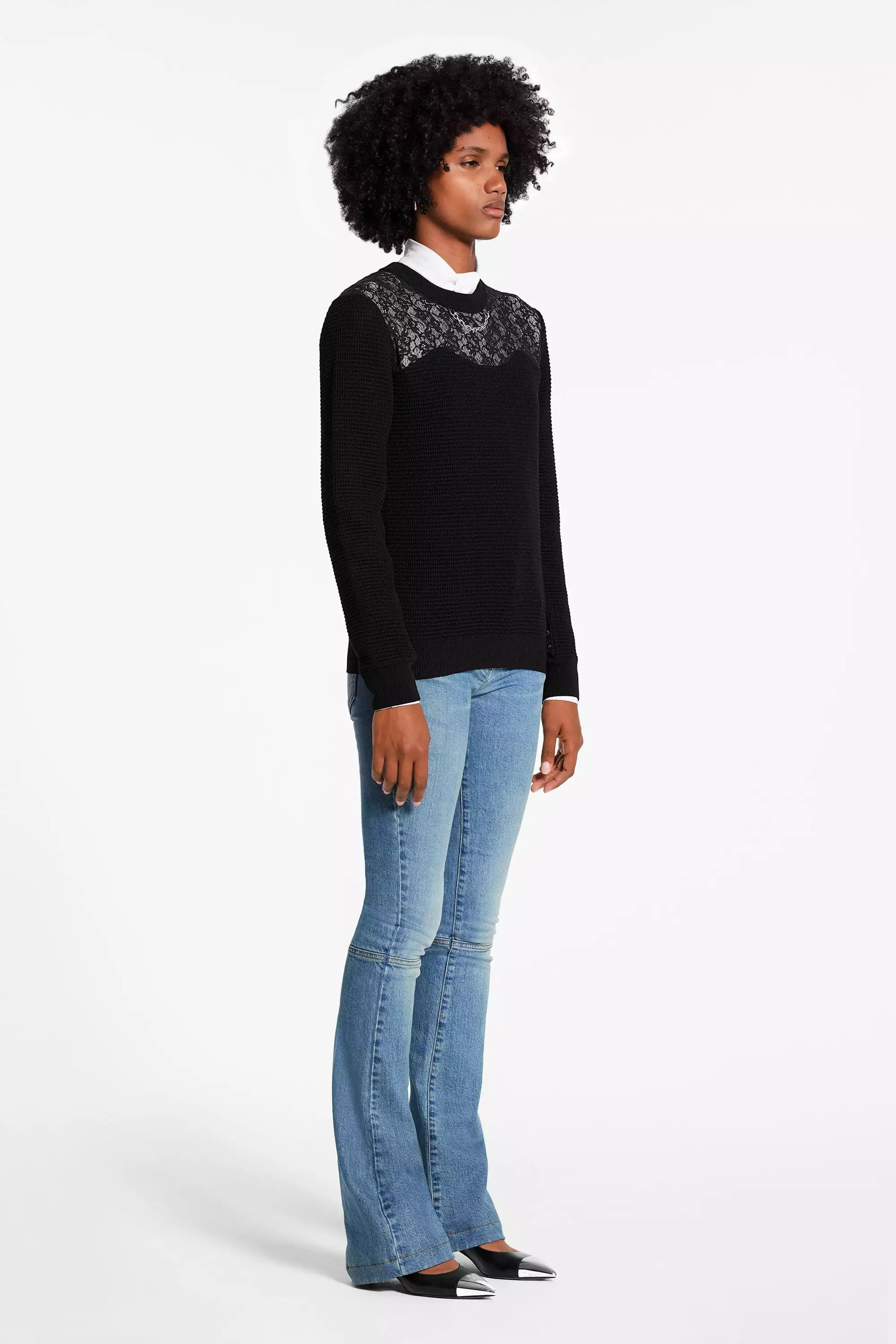 Long Sleeved Pullover With Lace Inserts