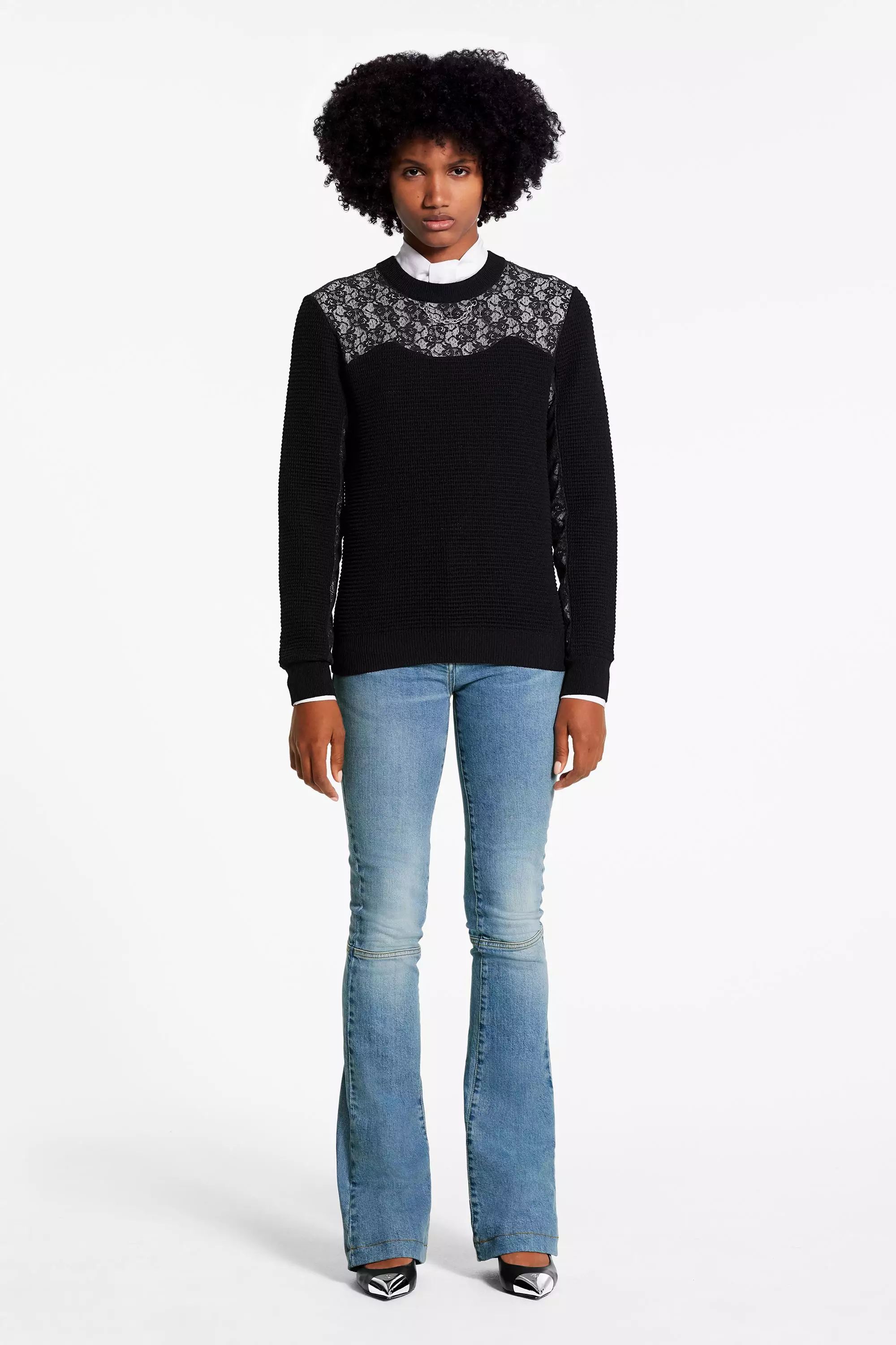 Long Sleeved Pullover With Lace Inserts