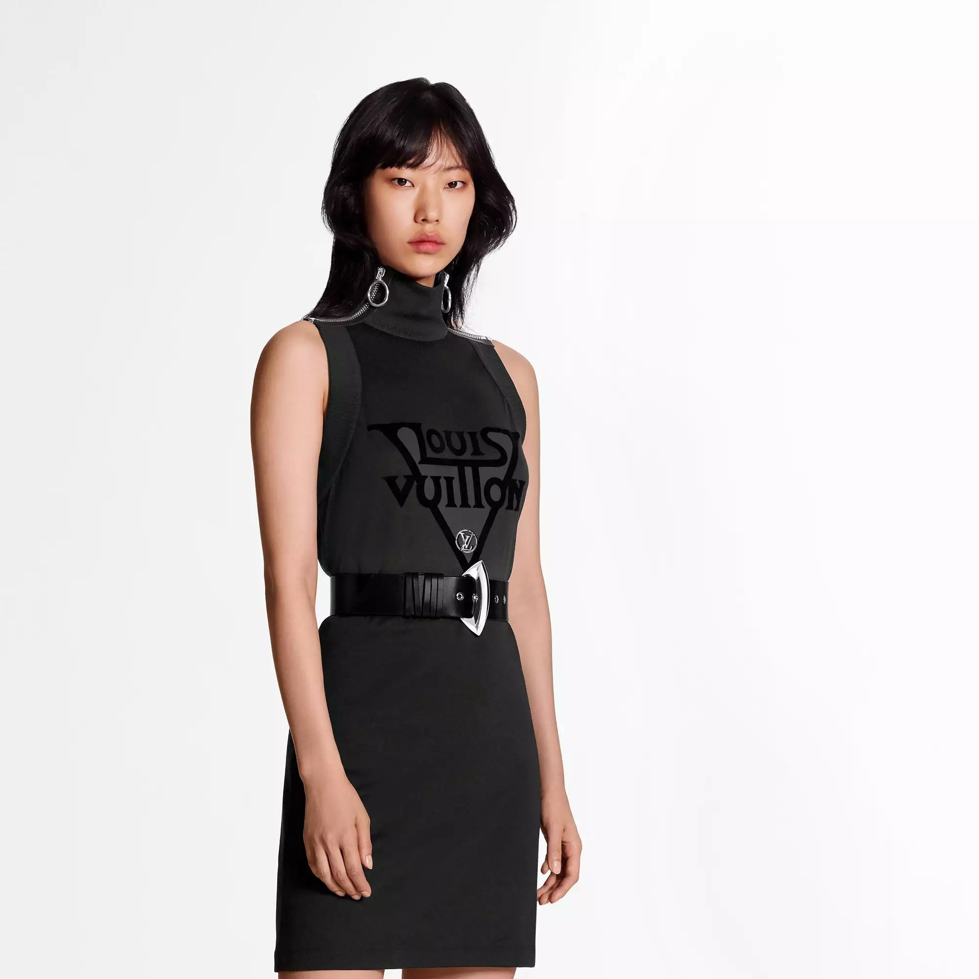 LV Midnight Jersey Dress With Shoulder Zip