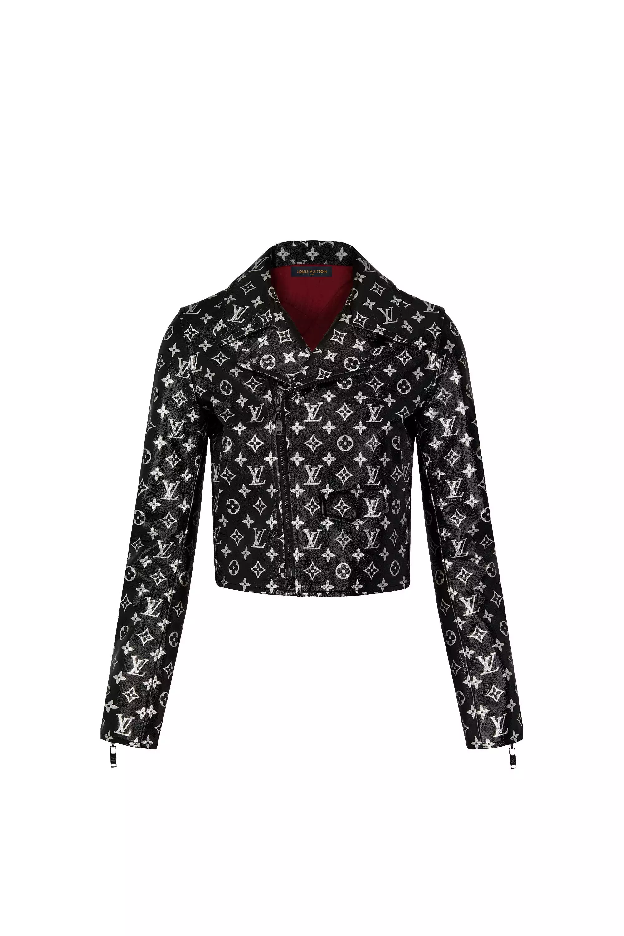 Monogram Printed Leather Biker Jacket