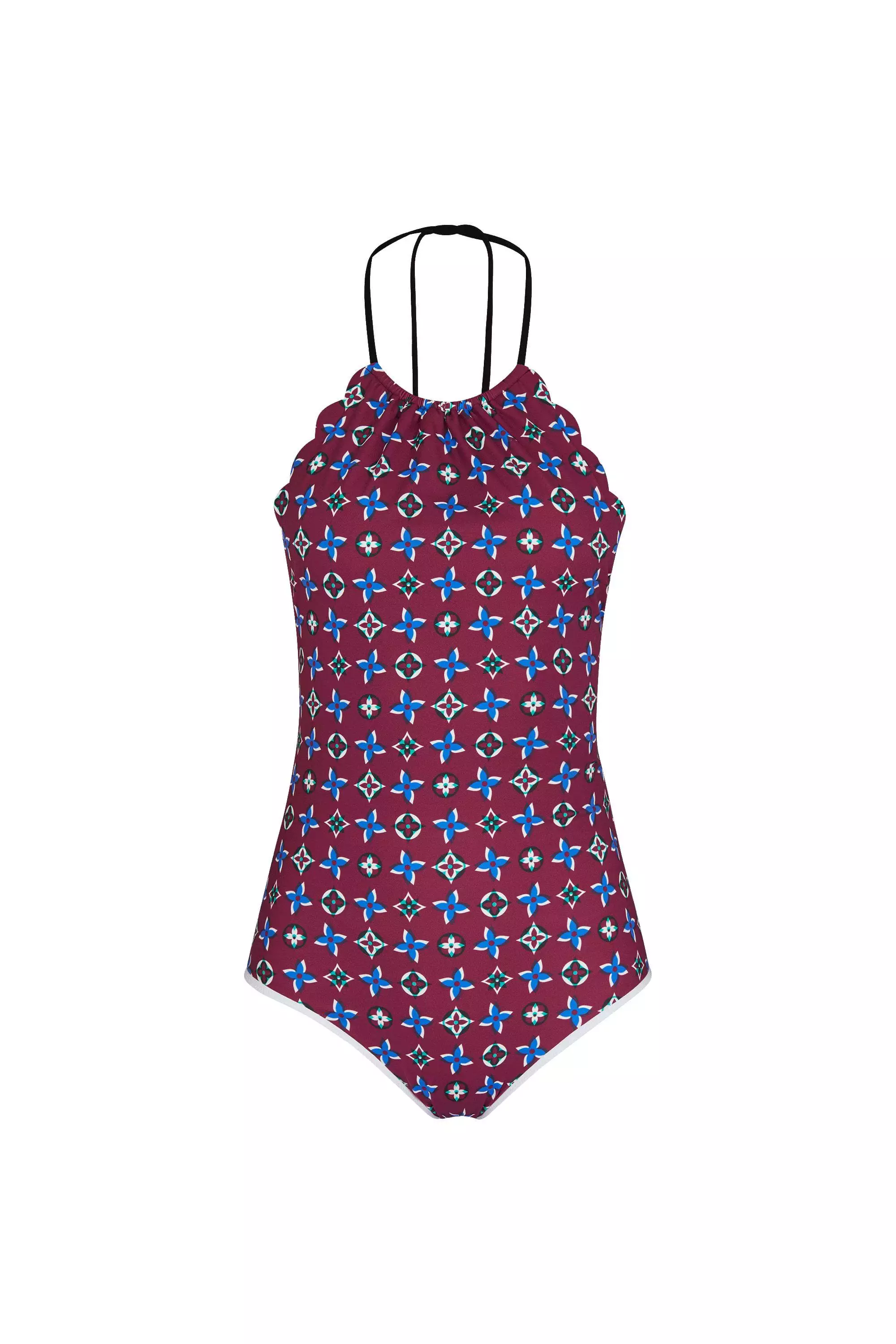 One-Piece Swimsuit With Scallop Hems