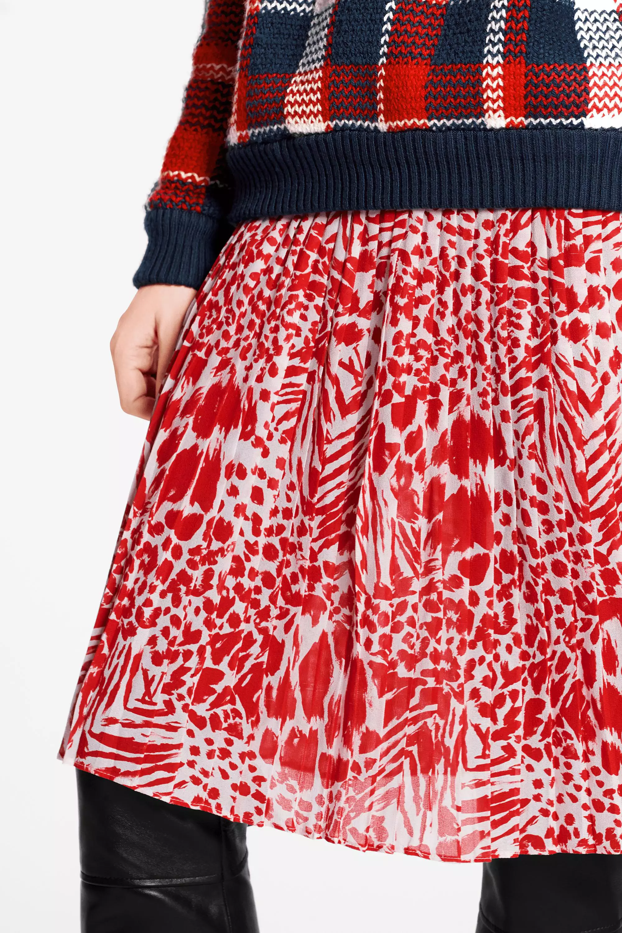 Printed Pleated Skirt