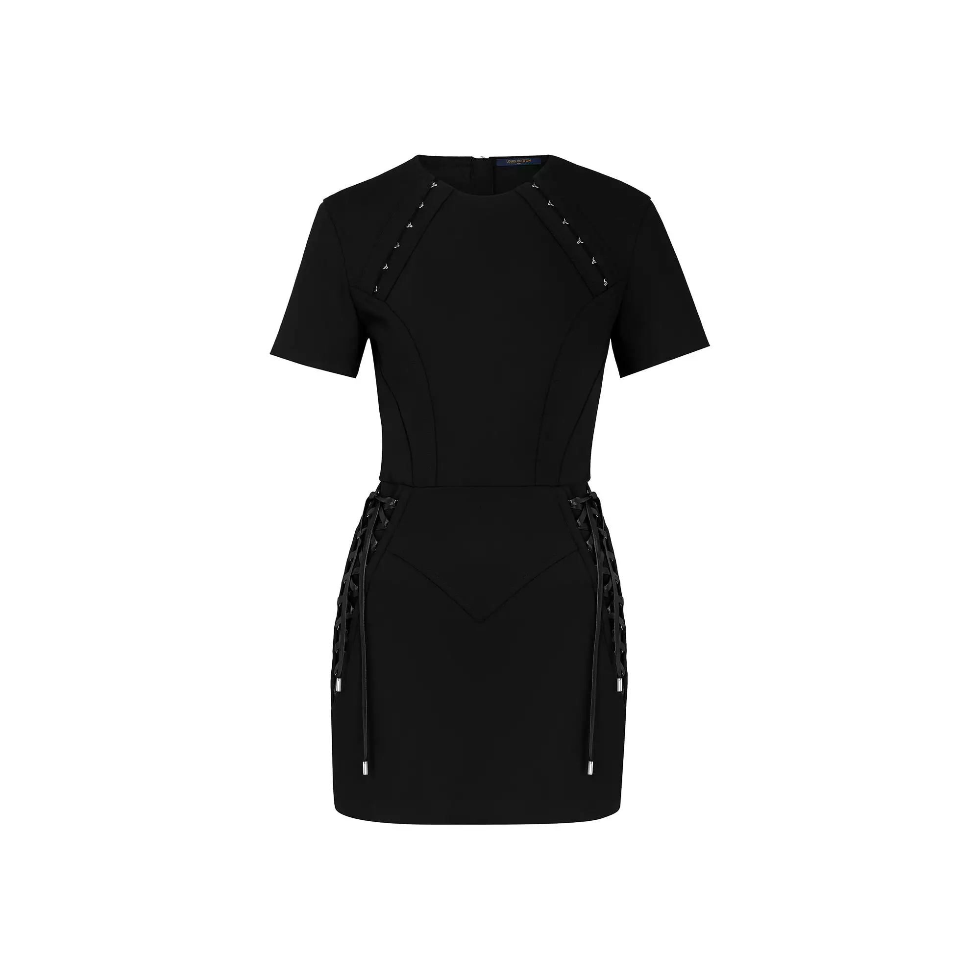 Short-Sleeved Dress With Lacing Detail