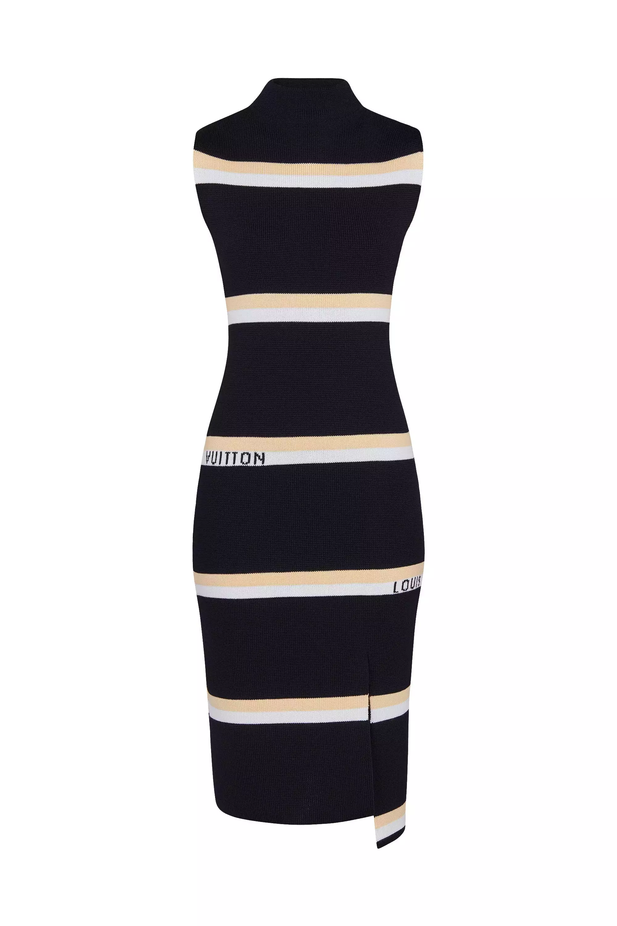 Sleeveless Monogram Stripe Jacquard Tube Dress