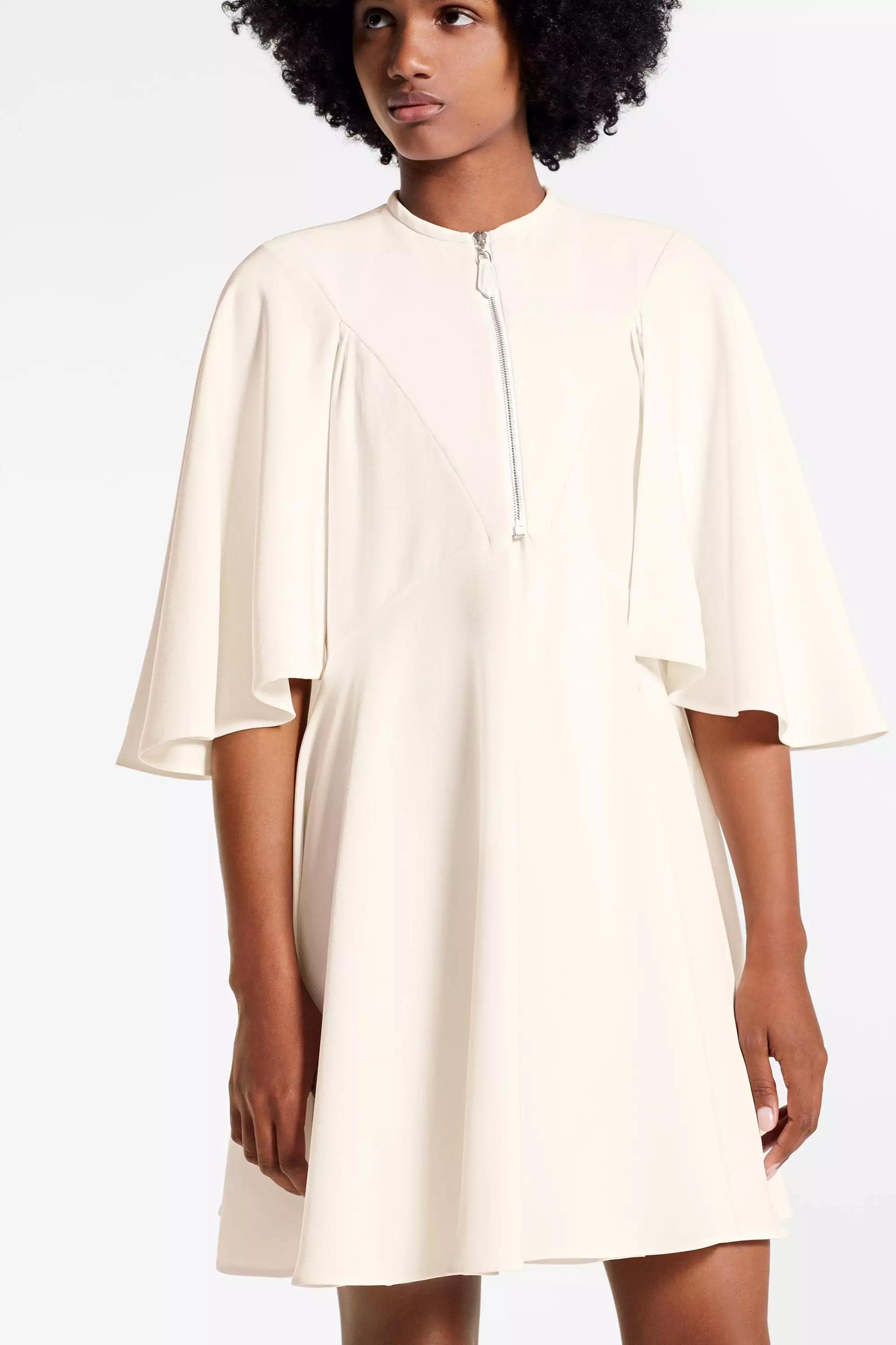 Zip-Up Dress With Wide Sleeves